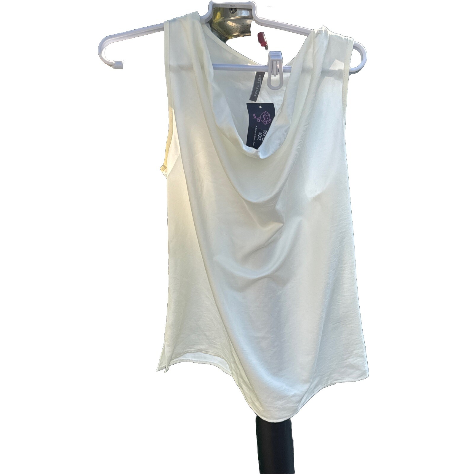 NEW Last Tango Ivory Razorback Cowl Neck Size Medium New With Tags