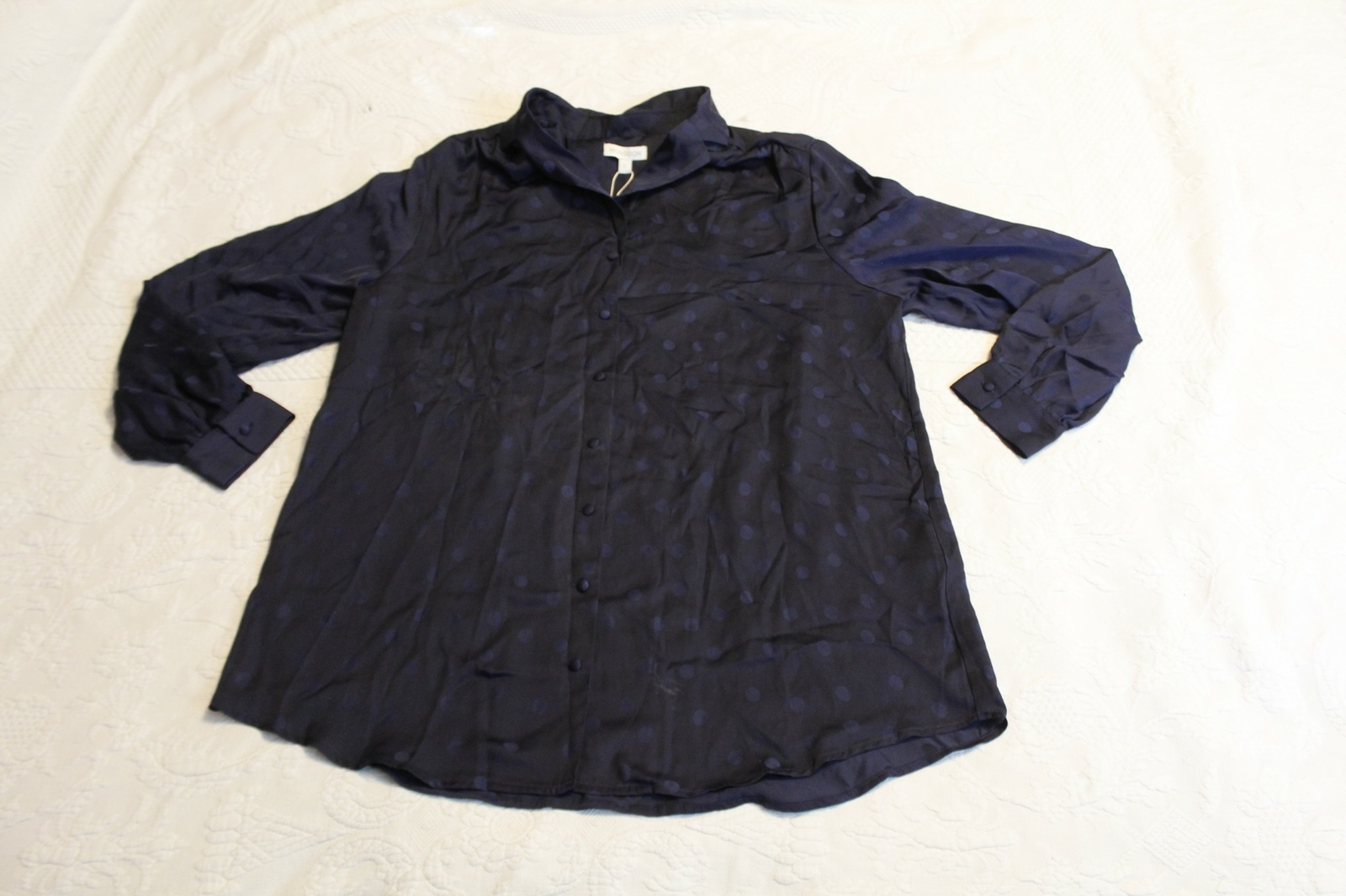 Monsoon Women’s Sally Spot Recycled Blouse OS6 Navy Blue Large