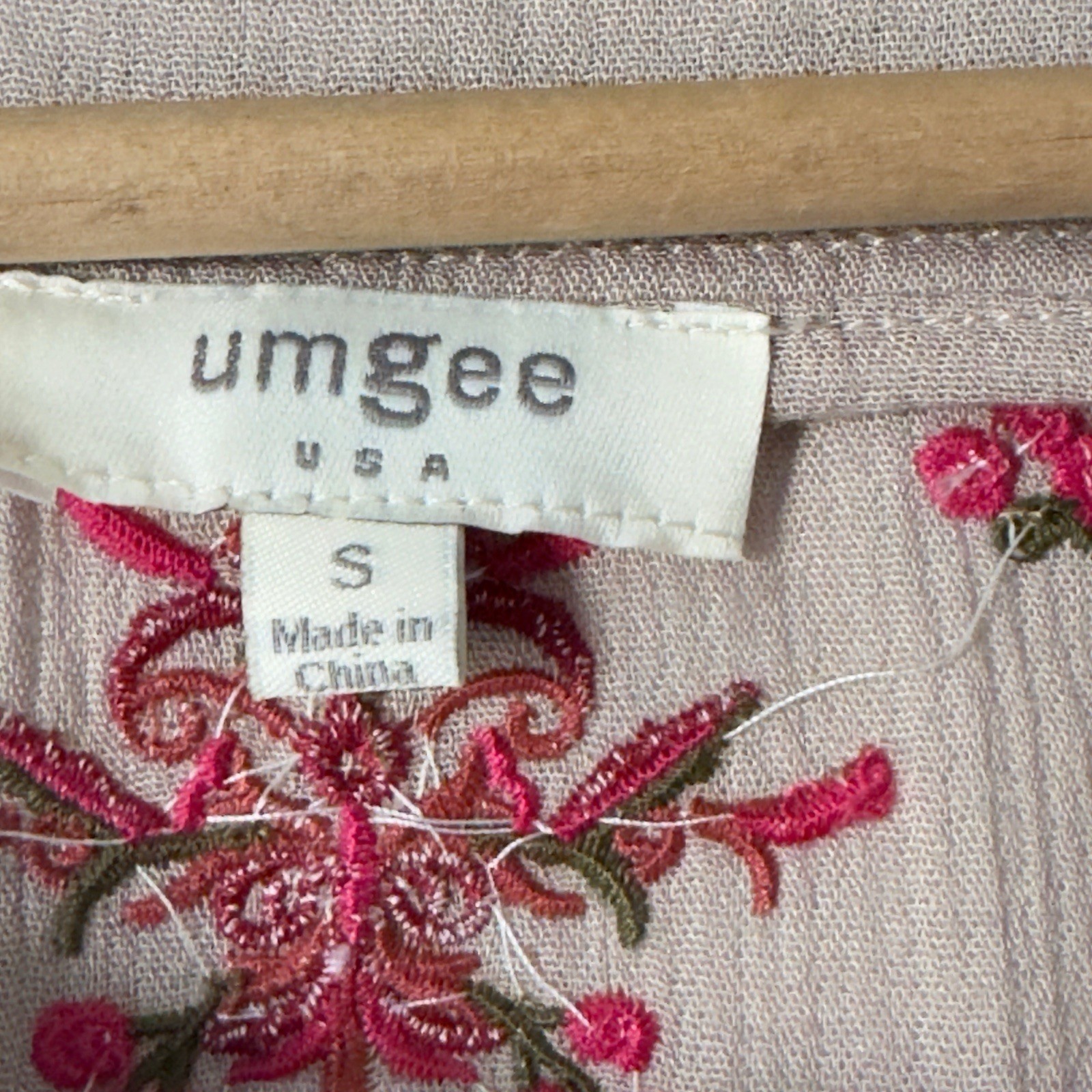 Umgee Embroidered Boho Peasant Top Small Tan Flare Sleeve Festival Forest Fairy