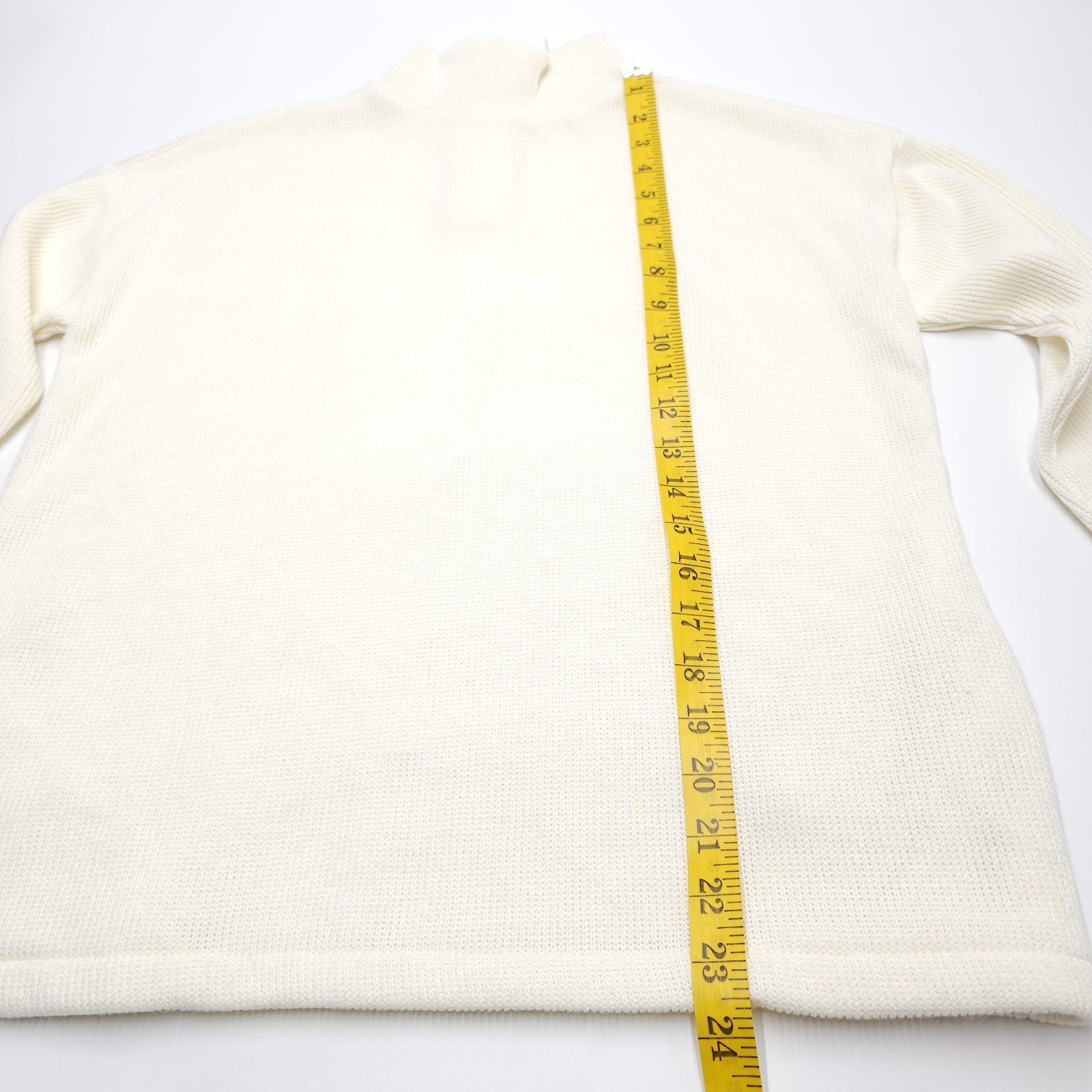 Madewell Sweater Womens XS Button Back Mockneck Top Cream Pockets Thermal Waffle