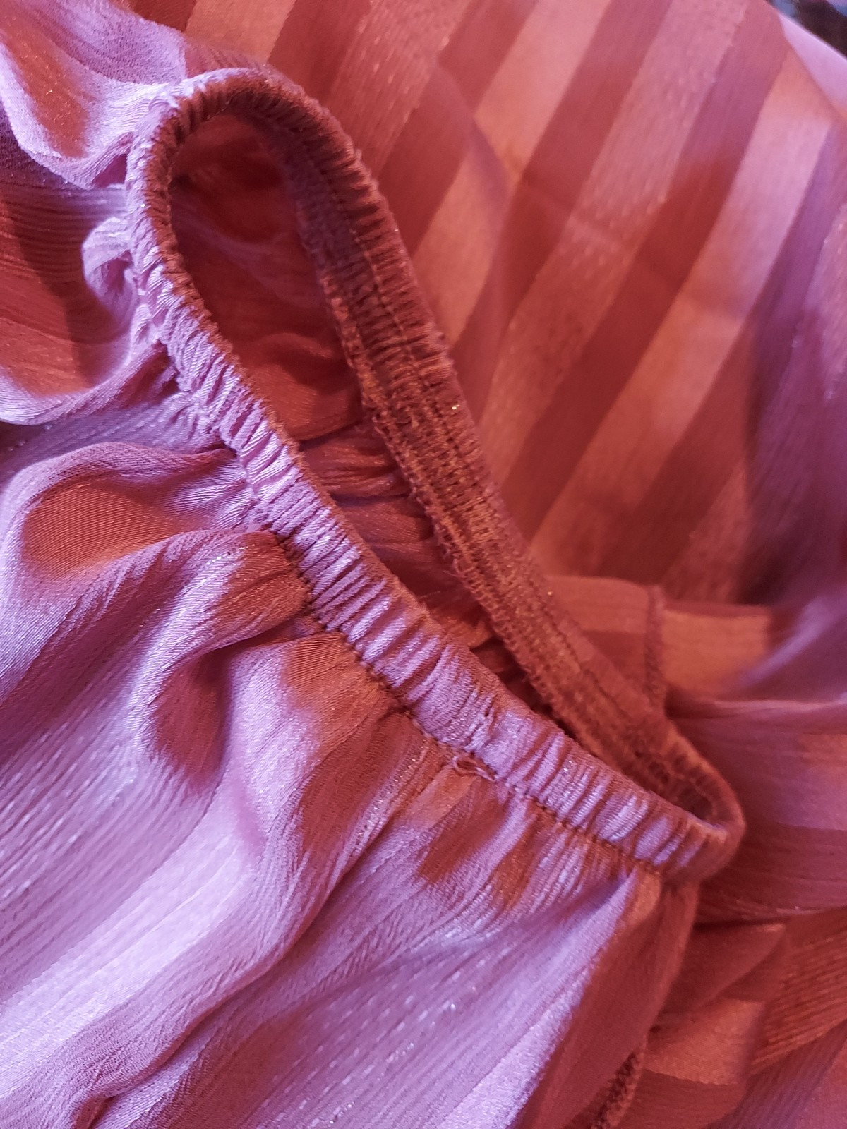 NWT Cha Cha Vente Top Women L Pink Sheer Flowy Metallic Bow Romantic Blouse