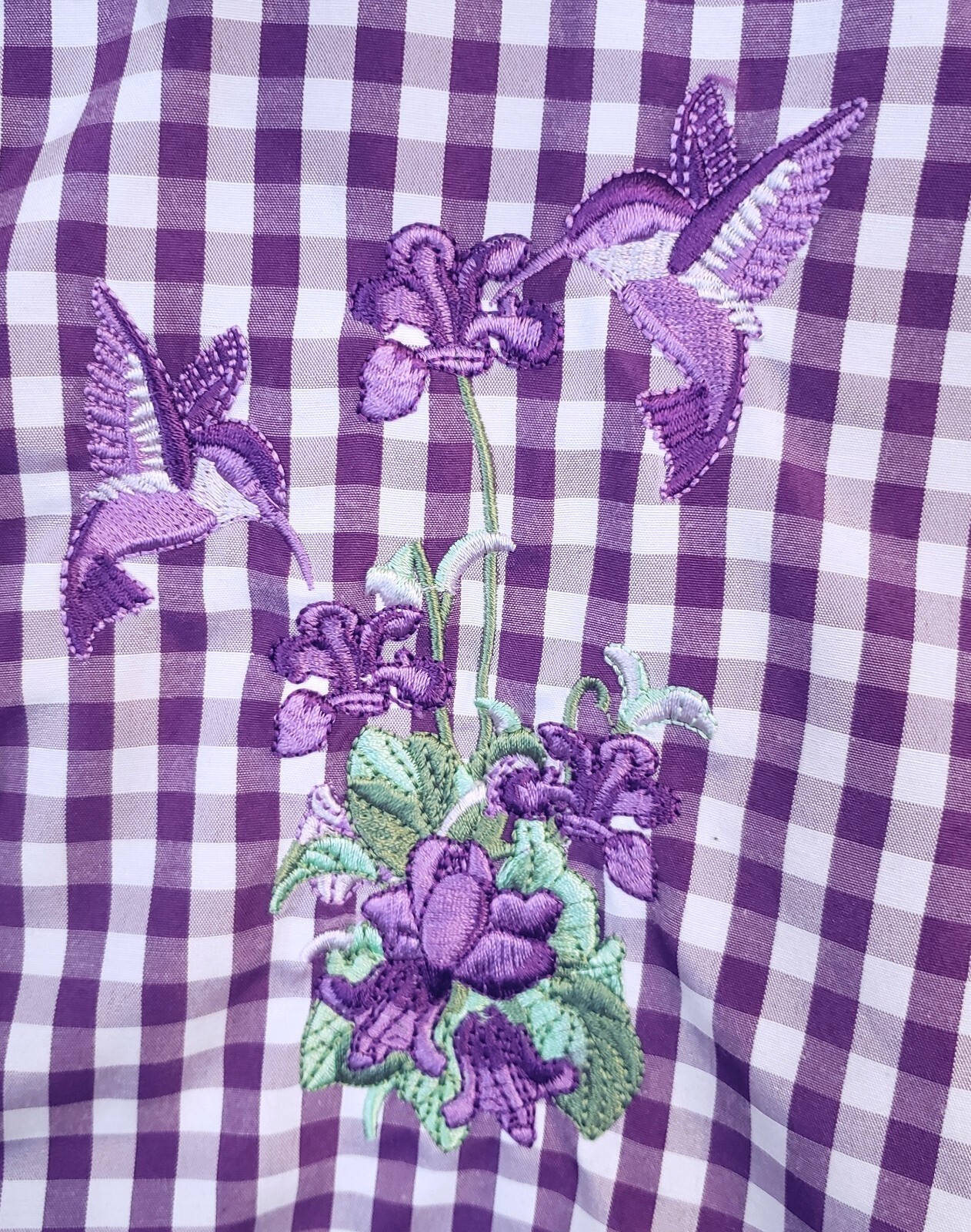 4XL American Sweetheart 2-Piece Women Purple Check Tank Button Up Top Shirt 4X