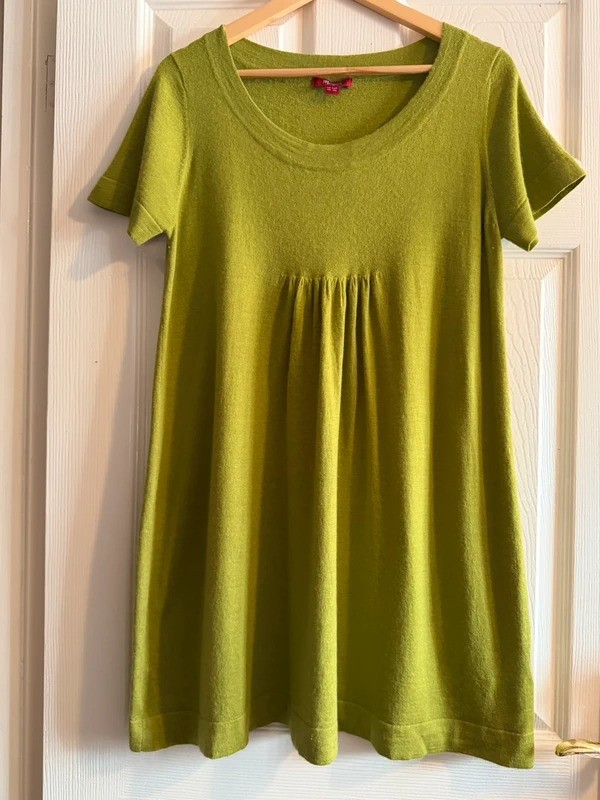 Monsoon Lime Green Wool Blend Tunic Top UK 22 Soft Knit Short Sleeve