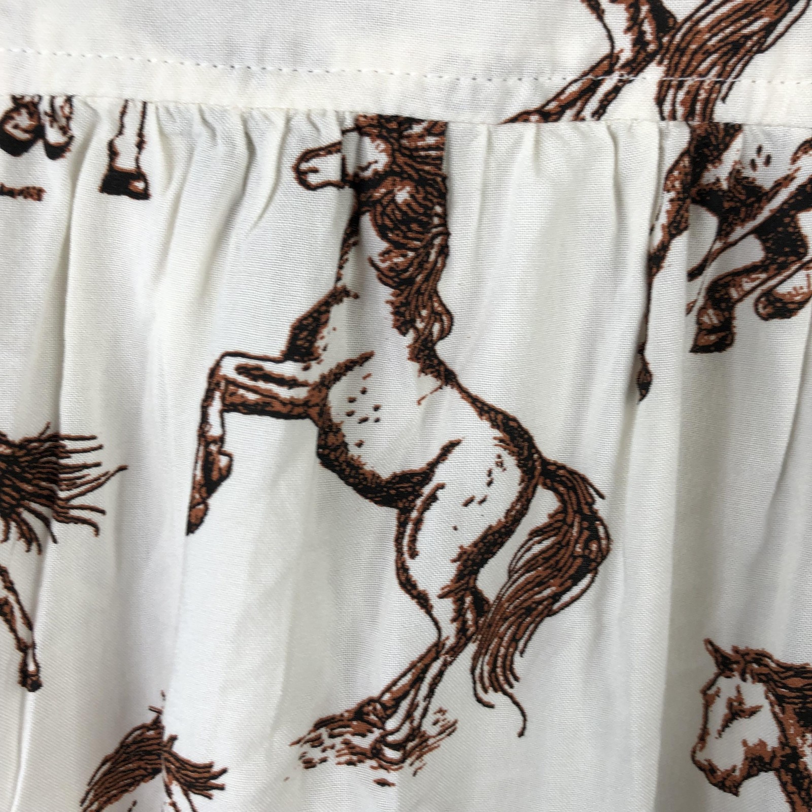 Horse Top Womens L White Button Front Western Ranch Rodeo Equestrian NEW