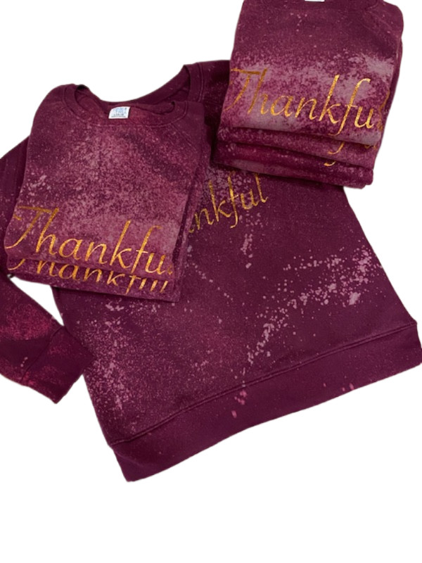 NWT Womens Girl THANKSGIVING THANKFUL Crew Neck Sweatshirts Boutique Size MEDIUM