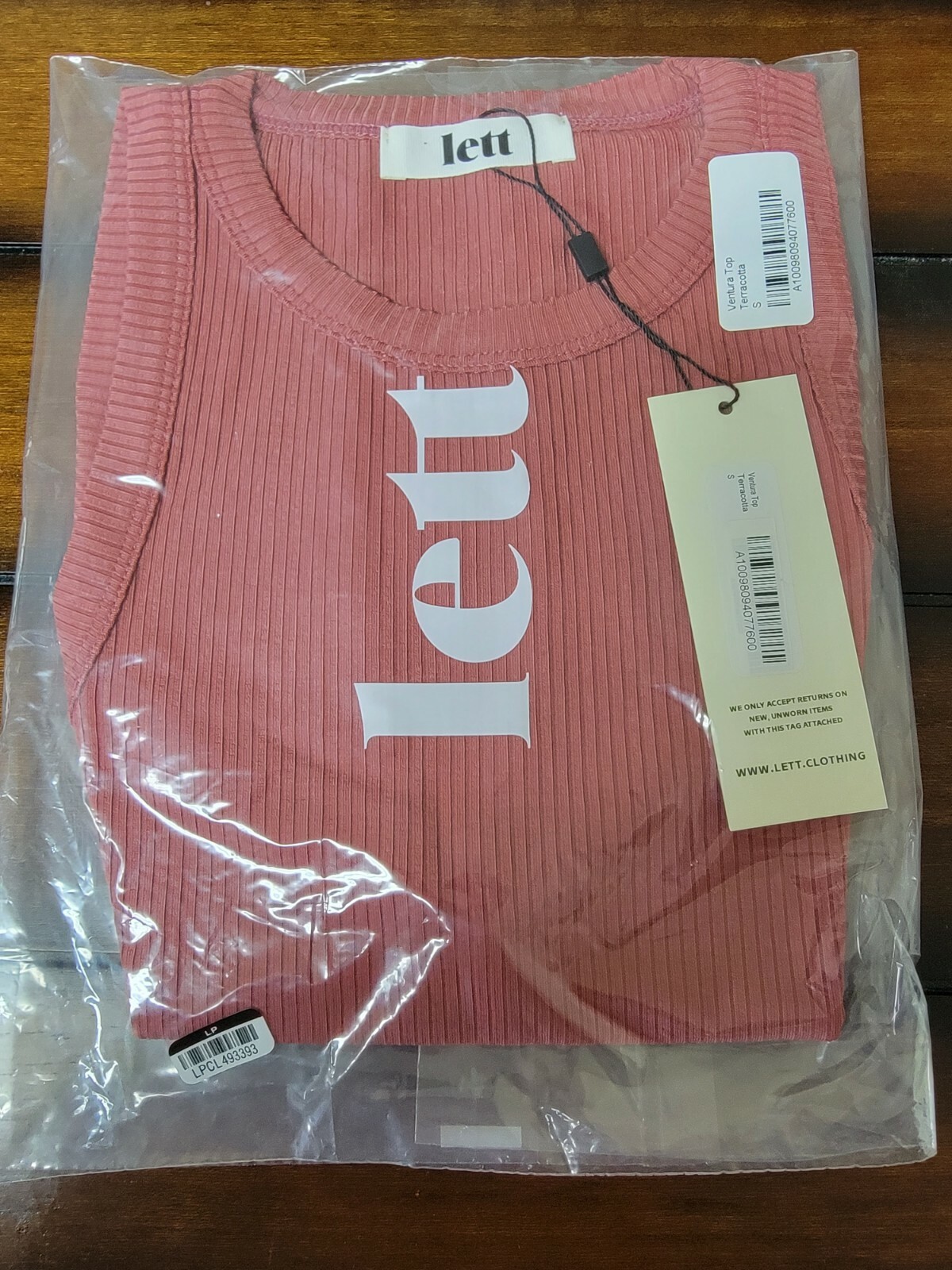 Lett Ventura High Neck Ribbed Tank Top Terracotta Mauve Women’s Size Small