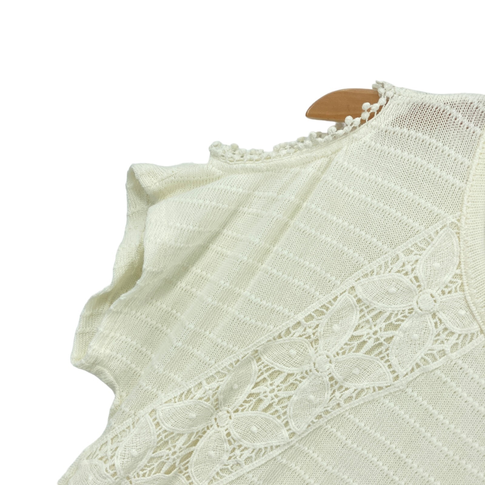 Style&co. Blouse Top Women Medium Cream Knit Short Cold Shoulder Sleeve Pullover