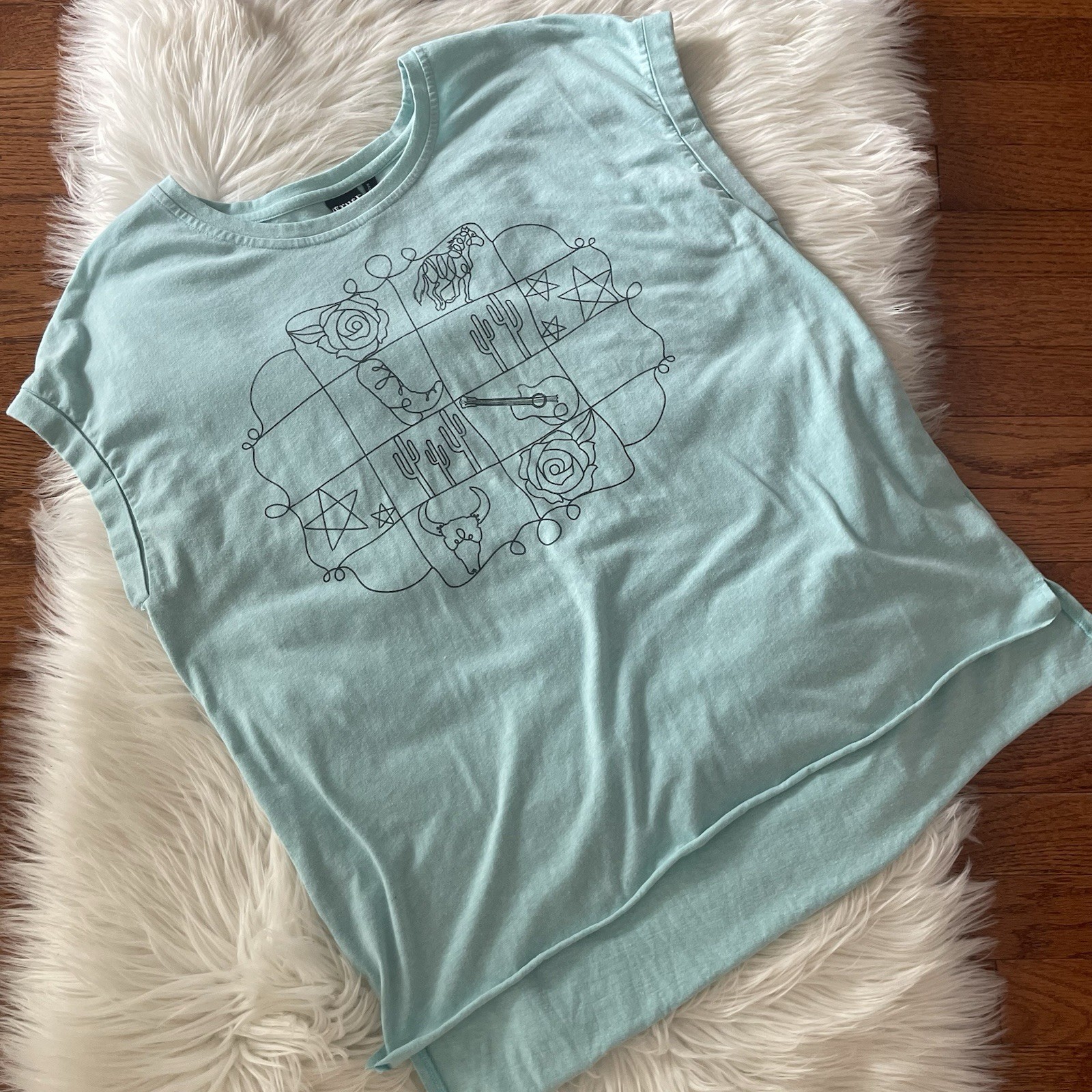 Cruel Sleeveless Rolled Tee Shirt Country Rodeo Cowgirl Size XL