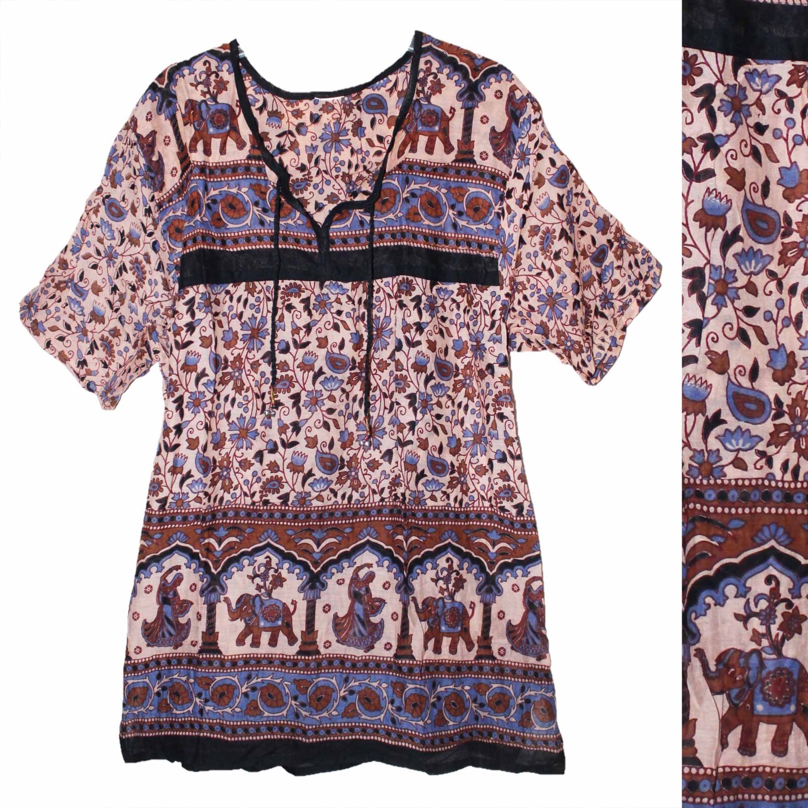 Indian Cotton Ethnic Floral Top Blouse For Women Boho Hippie Vintage Look Retro