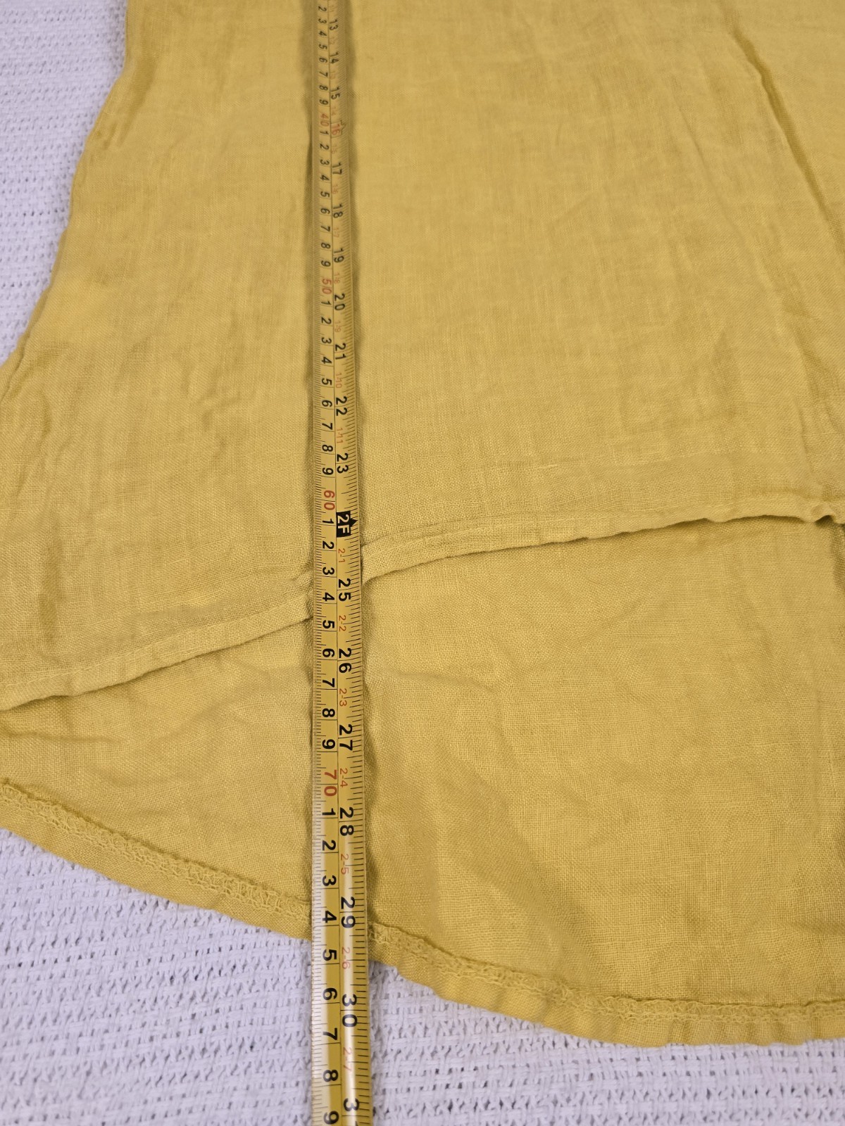 TERZO MILLENNIO Women’s L Yellow Solid 100% Linen Scoop Neck Button Back Blouse