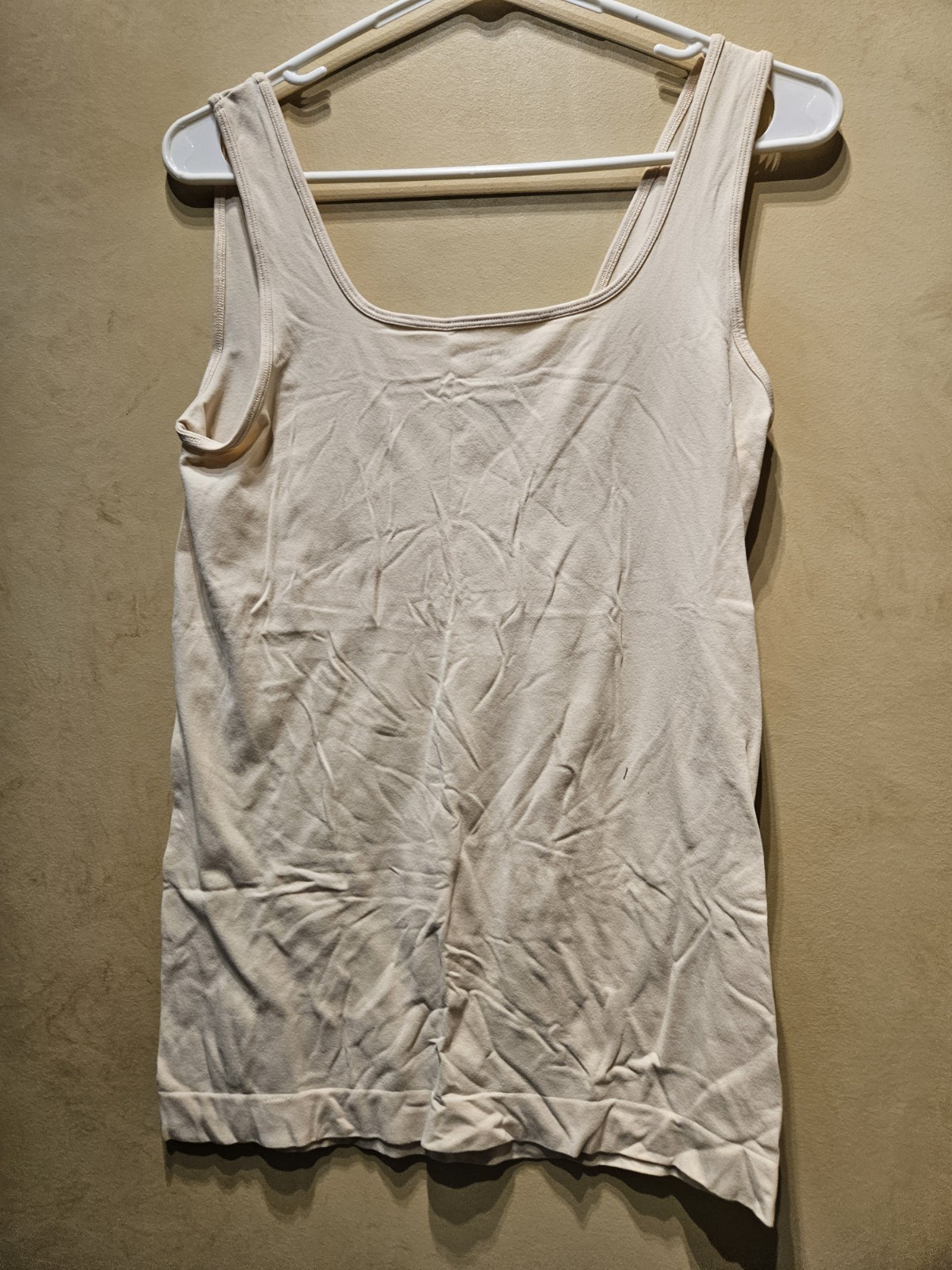 T112) Nine West Beige Knit Round Neck Stretch Tank Top Women’s Size L/XL