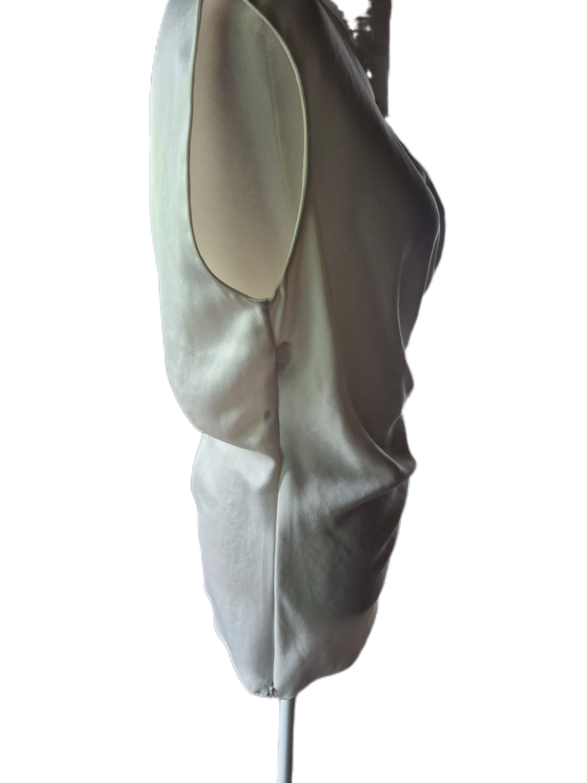 CARVEN Paris France Designer Sleeveless Wrap Blouse Top Off-White Cream, Size 36