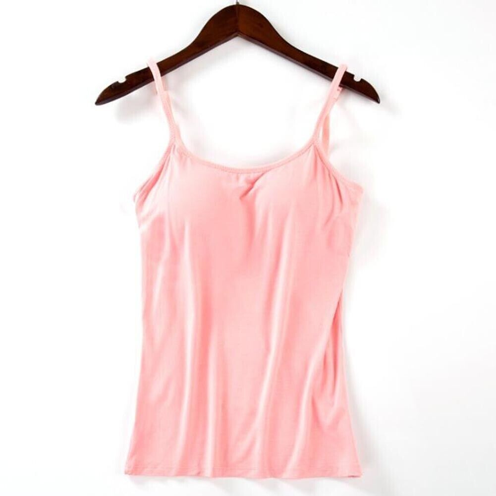 Cami with Built In Shelf Bra Adjustable Strap Vest Women Layering Basic Tank Top