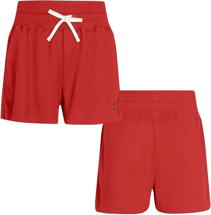 Umbro Women’s Loose Knit Waffle Short, Fire Whirl, Large