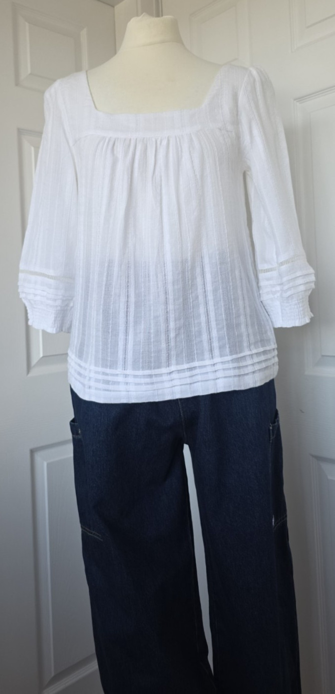 Pretty Lily & Me Poppy Pintuck Top, White Stripe UK10 BNWT #SummerReady Free P&P