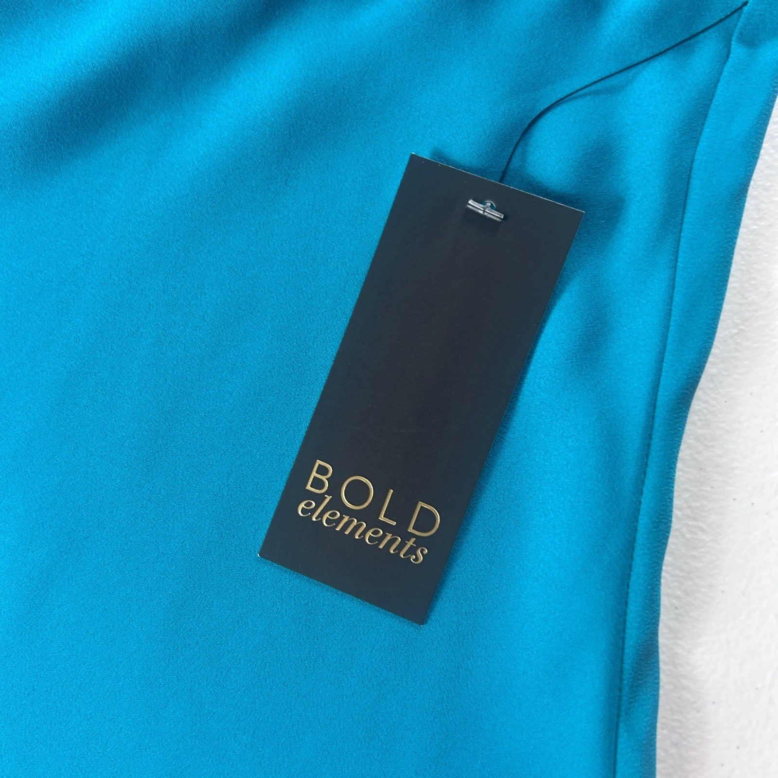 Bold Elements Cold Shoulder Cowl Neck Top Polynesian Blue Chain Strap XL NWT