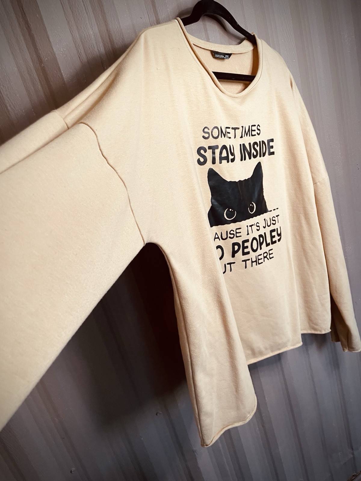 Lilicloth Graphic Cat Top Too peopley out there Drop slv Introvert Hermit 3X