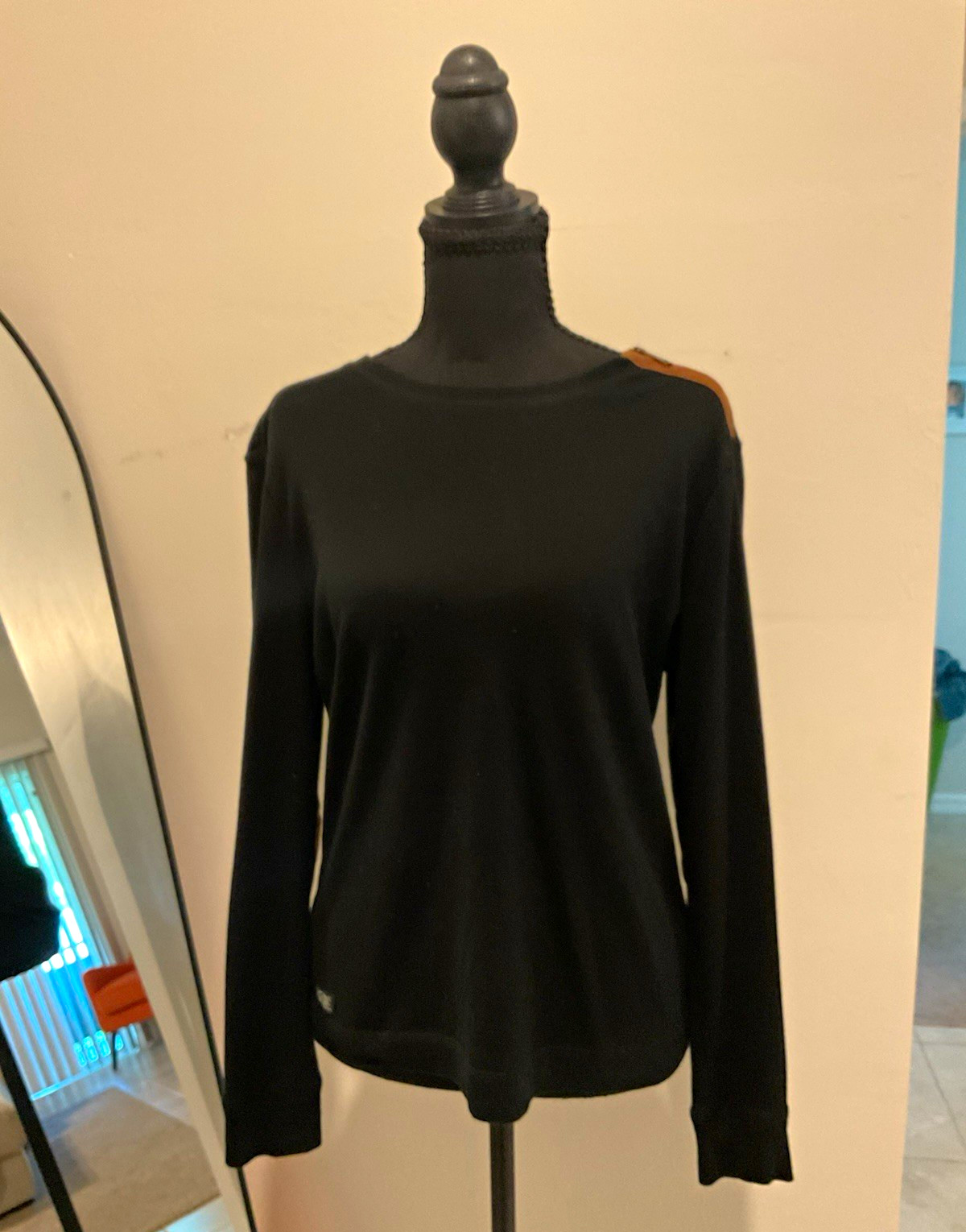 Lauren Jeans Co. Ralph Lauren Womens L Black Solid Knit Crew Neck Pullover Top