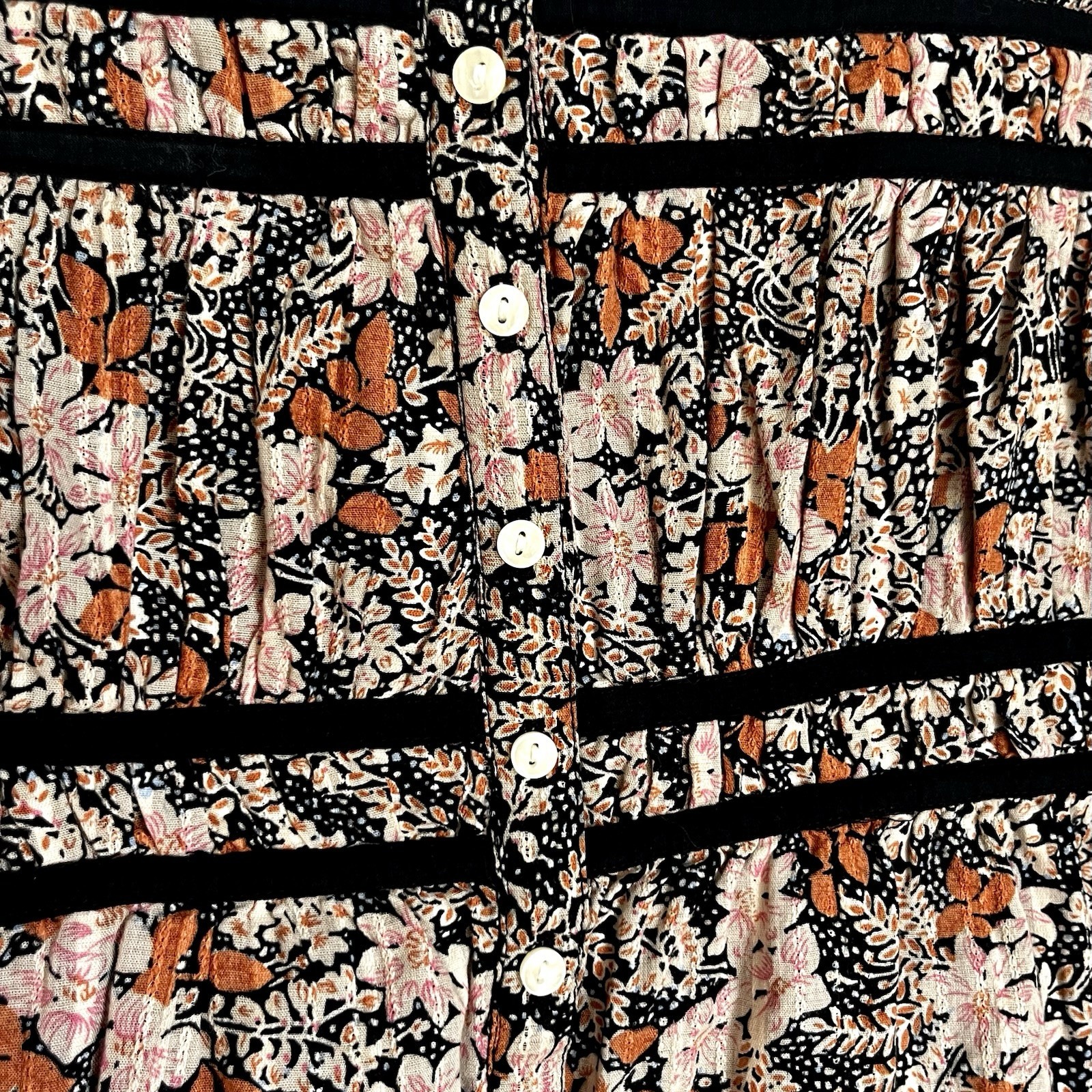 🍂American Eagle Women’s Small Floral Bandeau Tube Top Smocked Strapless Boho