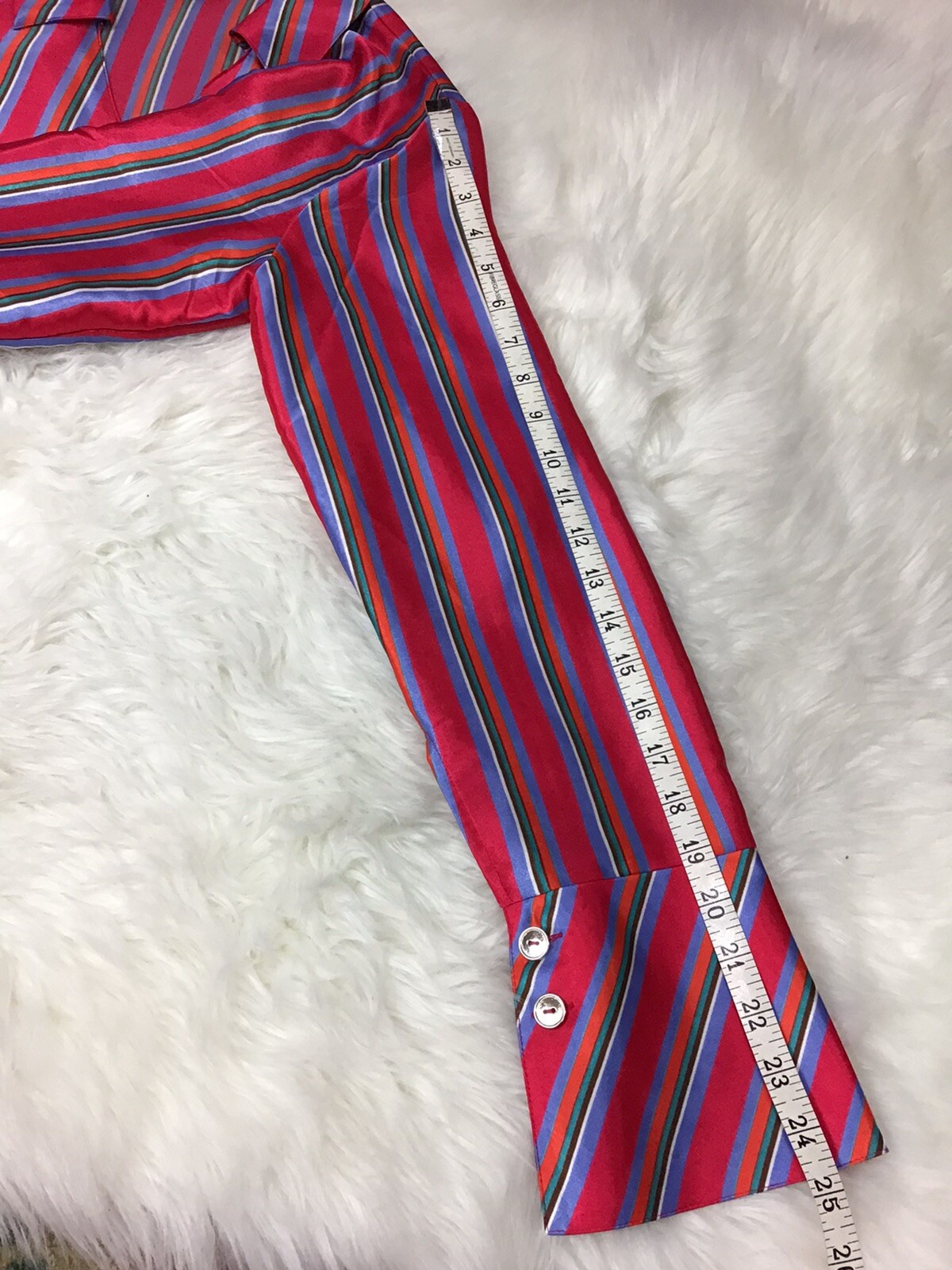 Connie Howard Retro VTG Blouse Satin Stripes Long Sleeve 60’s 70’s Shirt 10 L