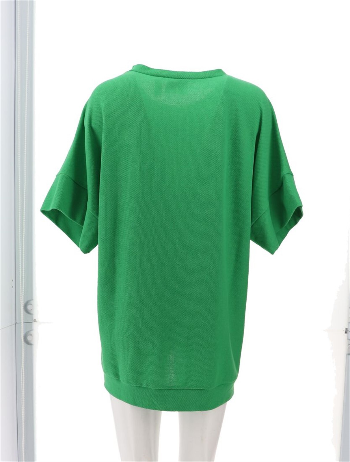 Attitudes Renee Solid Stripe Batwing tunic Green Apple XS NWOT (821)
