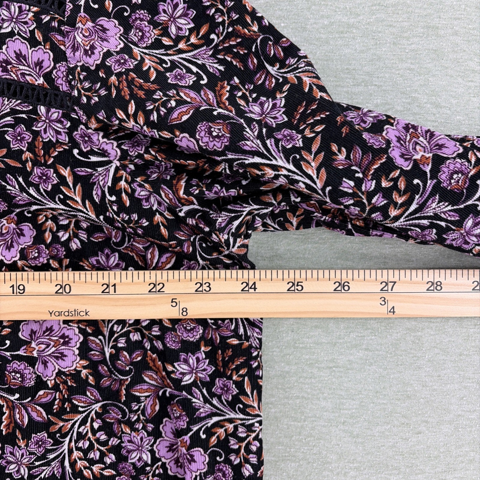 J. Jill Corduroy Floral Top Womens XL Boho Dark Cottagecore Soft Cotton Blend