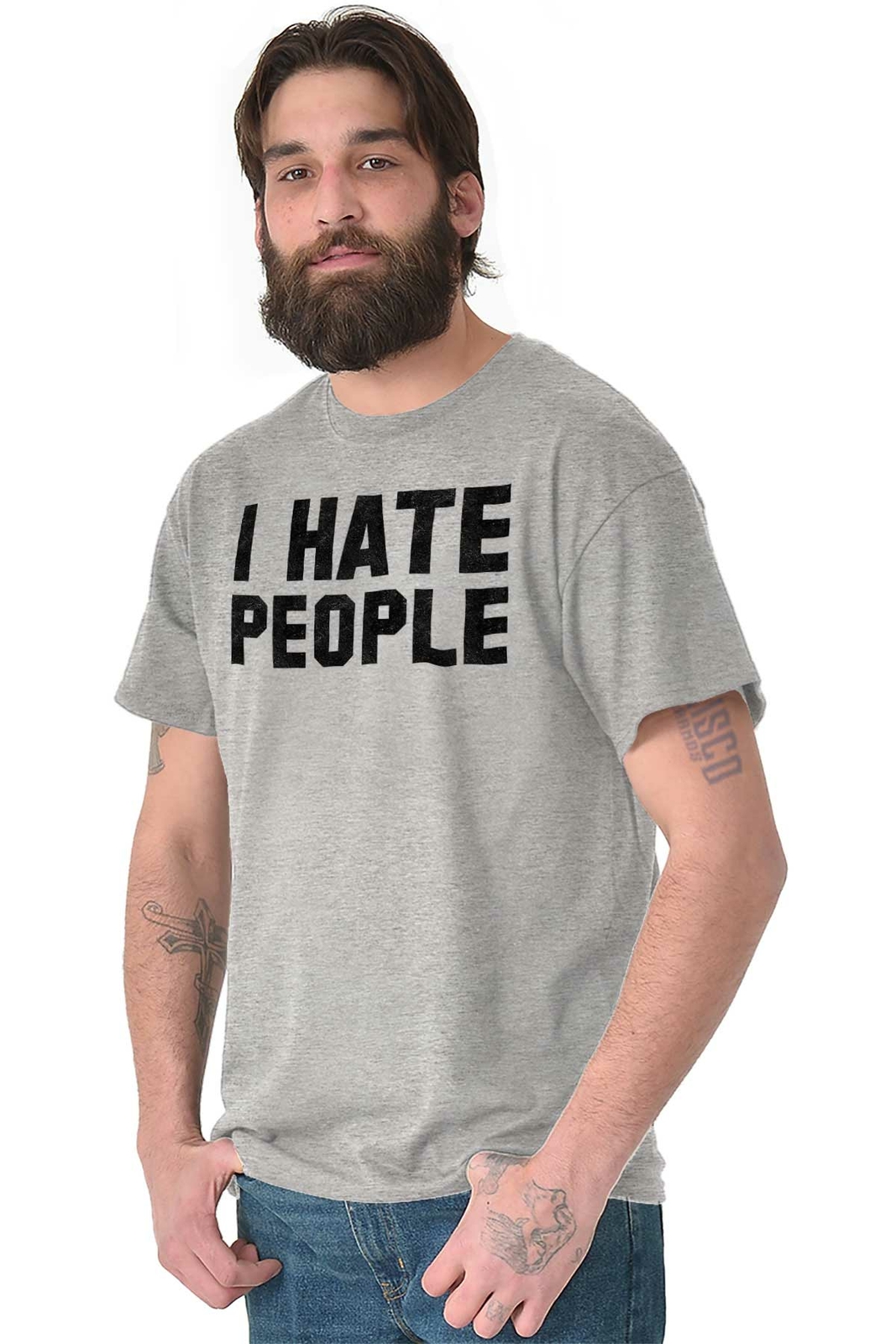 I Hate People Funny Introvert Antisocial Cute Womens or Mens Crewneck T Shirt Te