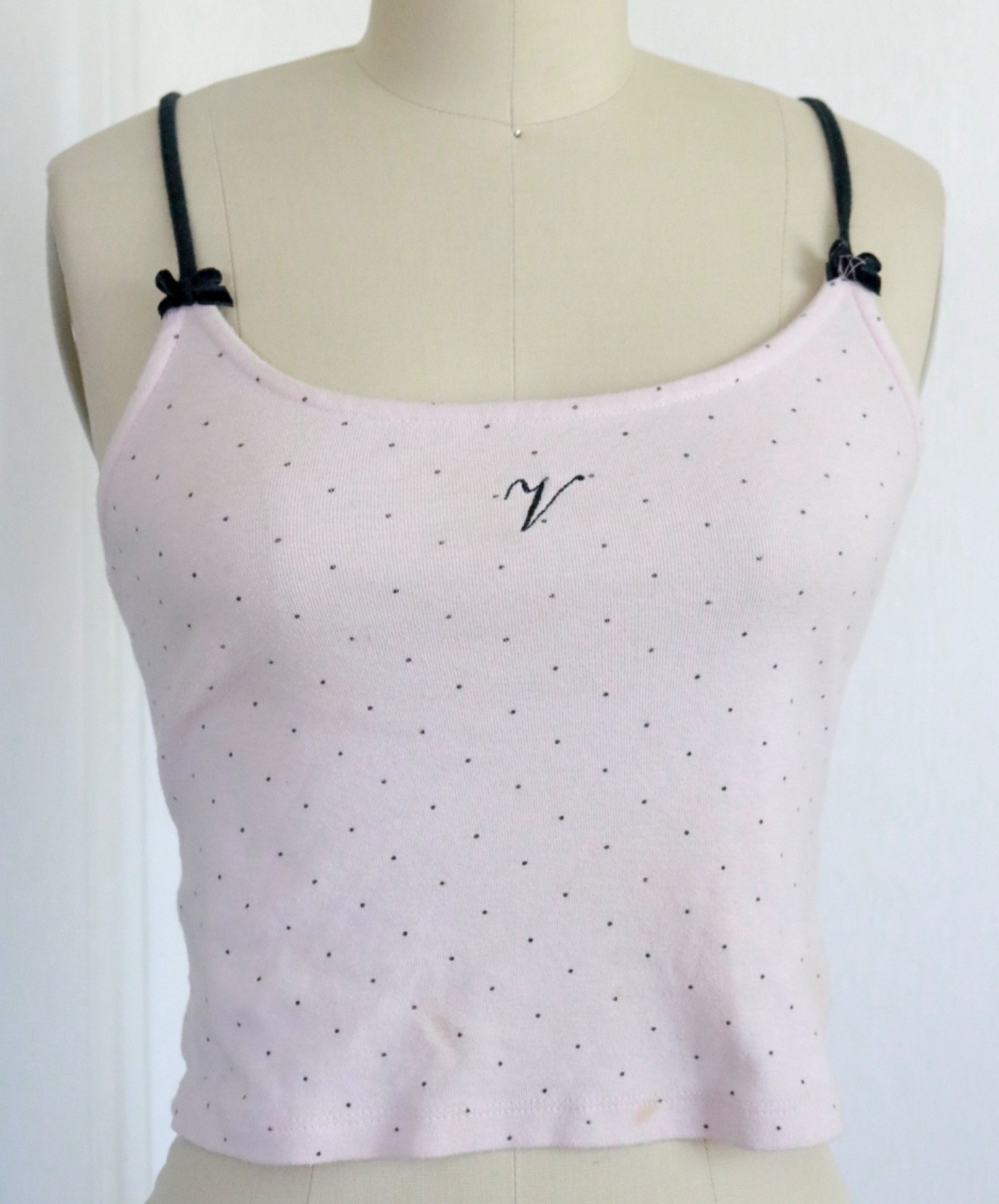 00’s vintage Pink 100% cotton y2k cropped tank top SMALL victoria’s secret LOGO