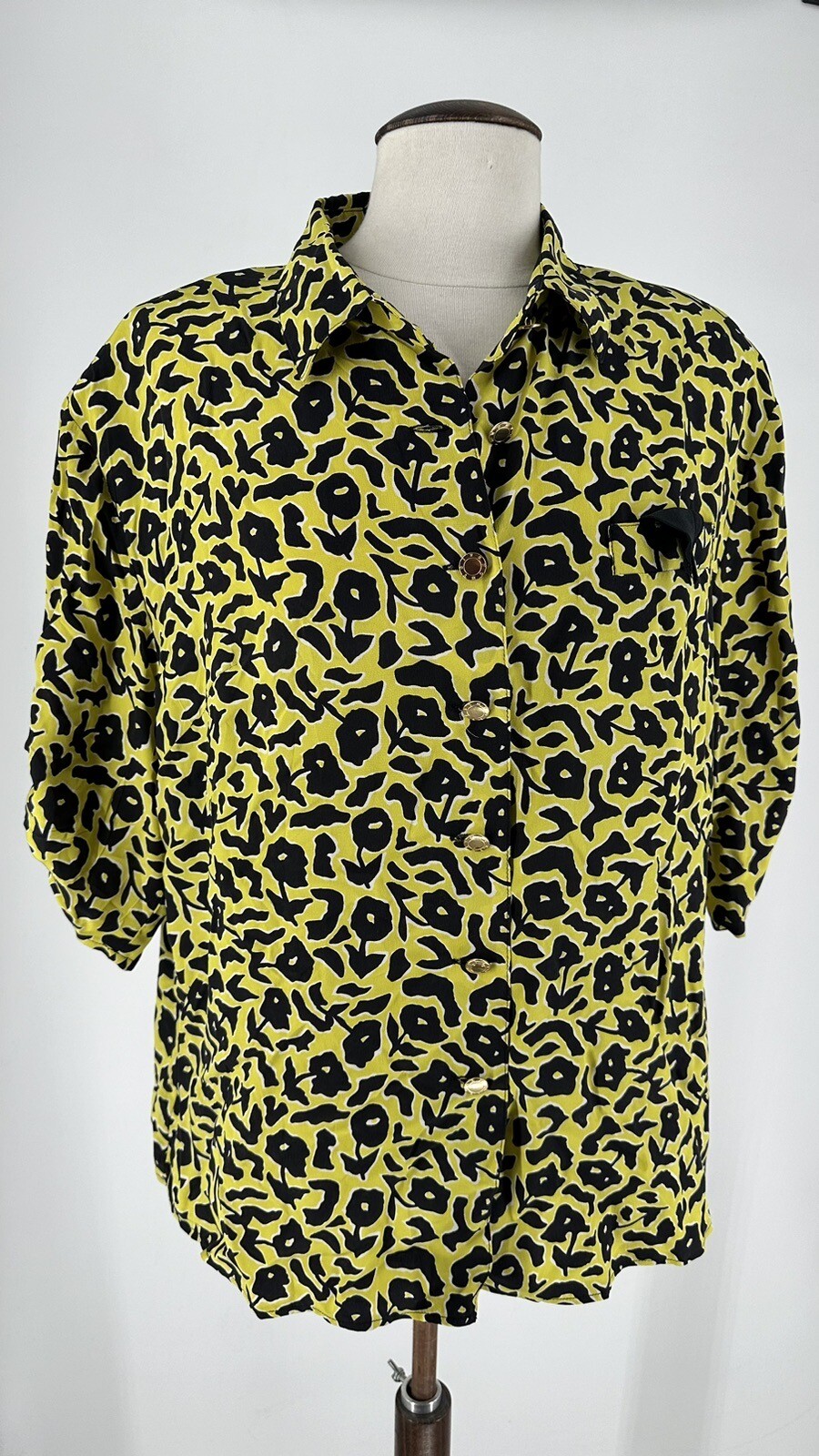 Vintage Givenchy En Plus Silk Blouse 46 W-Germany Leopard Abstract Print