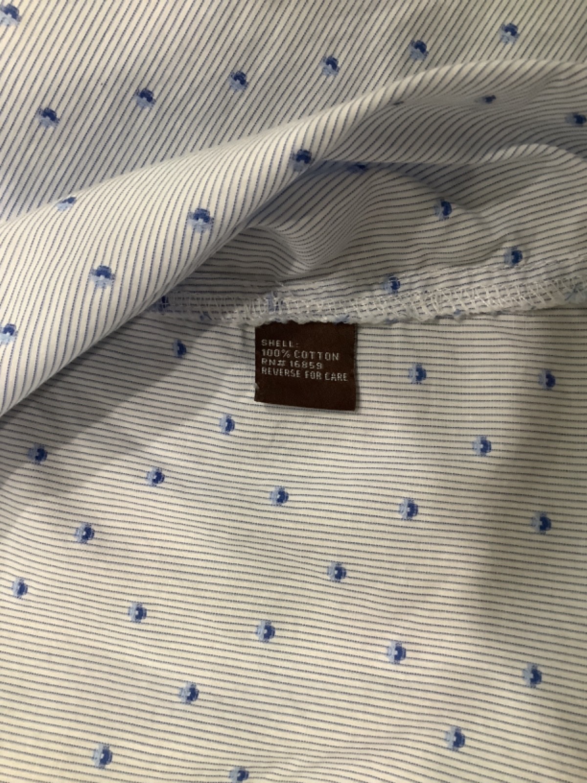 J McLaughlin women’s M cotton buttonup shirt Blue&Wht Preppy Classic long sleeve