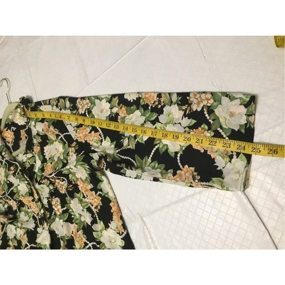 Joan Rivers Black Floral Button Down Shirt Cream Yellow Blooms Size M NWOT