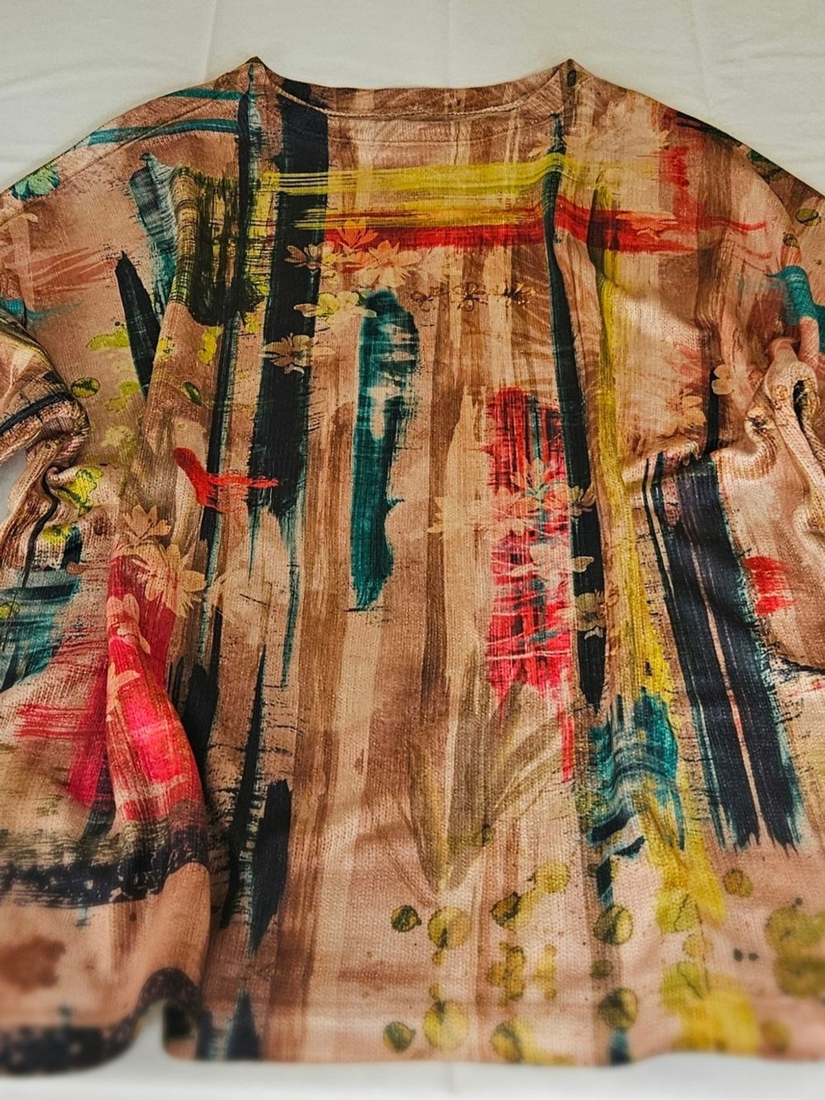 Ali Miles Women’s XL Tunic Top Multicolor Painterly Abstract Art To Wear NWT