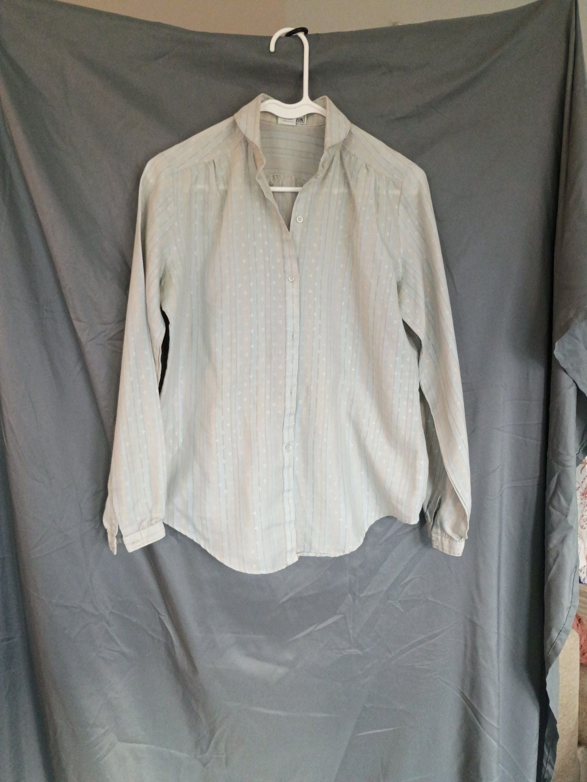 Dunloggin vintage long-sleeve striped button-down blouse