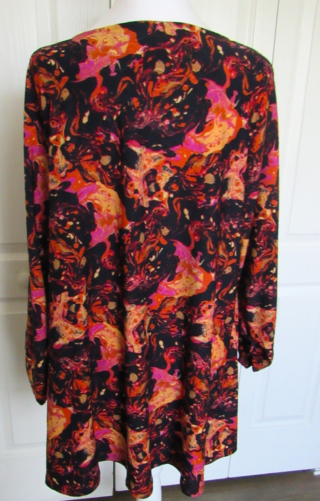 COCOMO PLUS SIZE 1X WOMEN’S TOP BLOUSE ORANGE PINK BLACK 3/4 SLEEVES