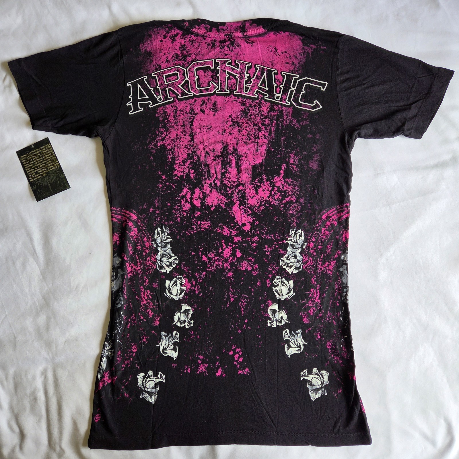 Archaic By Affliction Death Chase Y2K Grunge Biker Black L VNeck Graphic T-Shirt