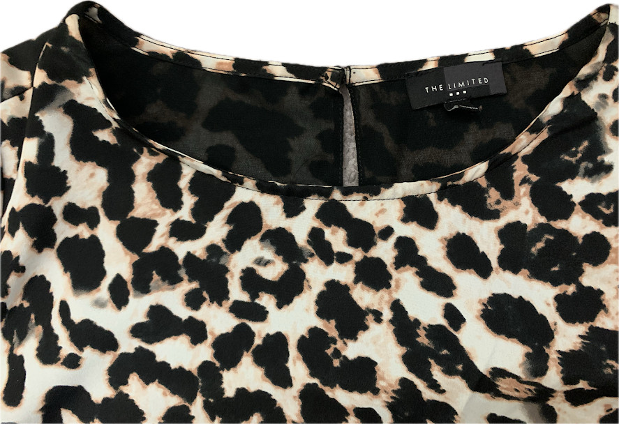 The Limited Leopard Print Sheer Layered Long Sleeve Blouse Top Boho Y2K S NWOT