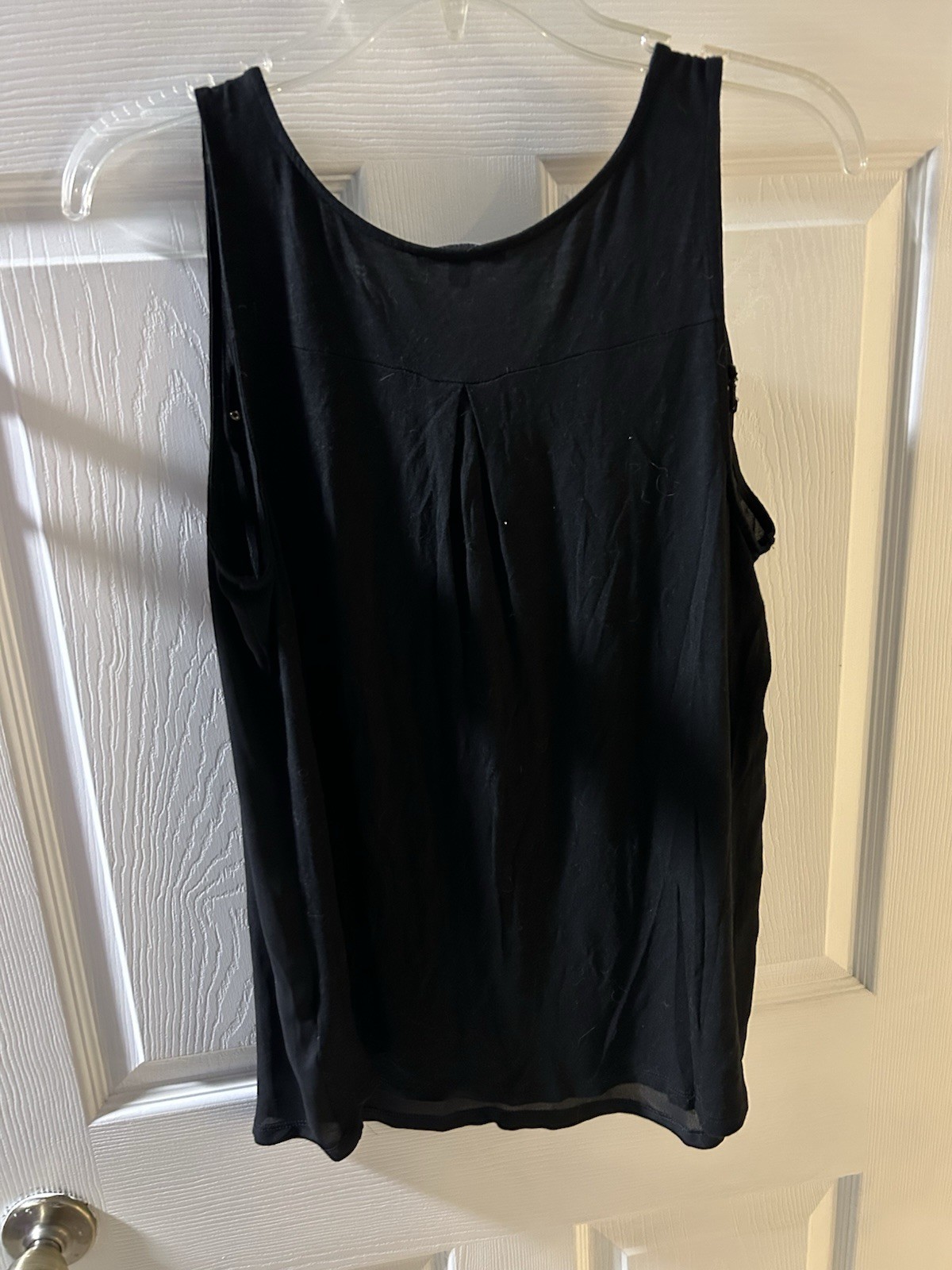 Express black sleeveless top gold half-zipper accent decorative front pockets
