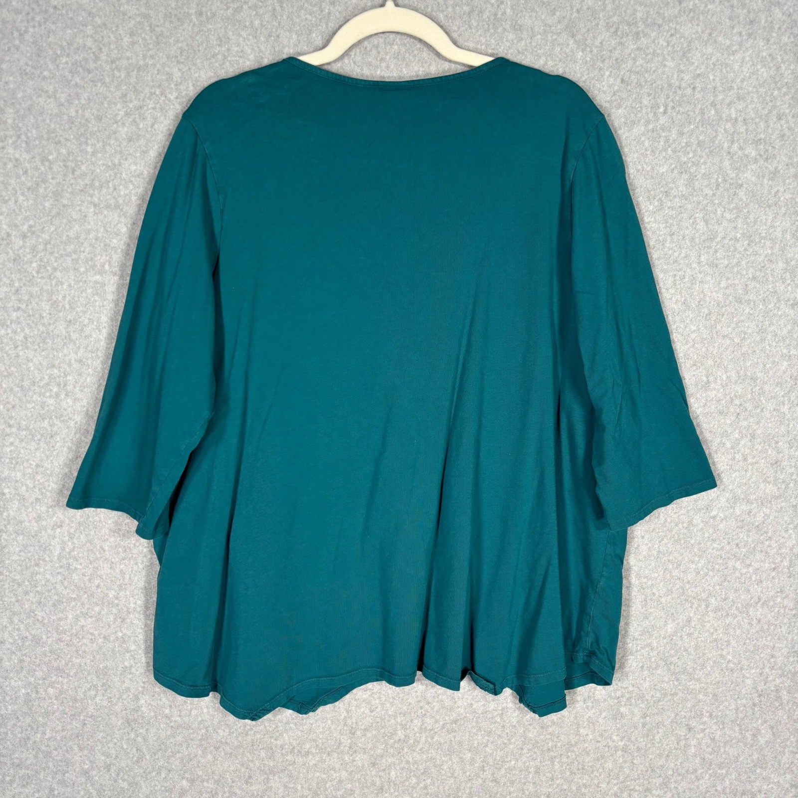 Focus Casual Life Asymmetric Tunic Top XL Teal Pocket Flowy Lagenlook Artsy Boho