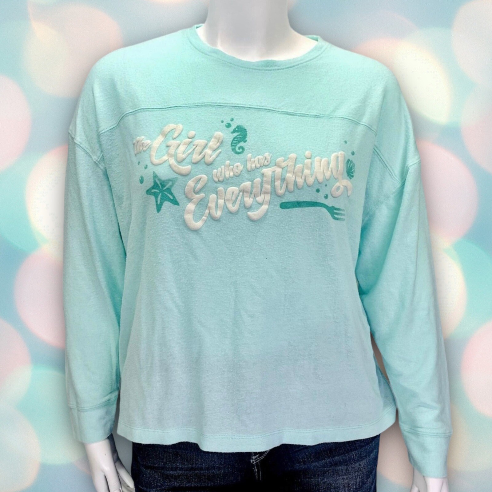 Disney Princess Ariel Little Mermaid Women’s Long Sleeve Tee Shirt Top Size S