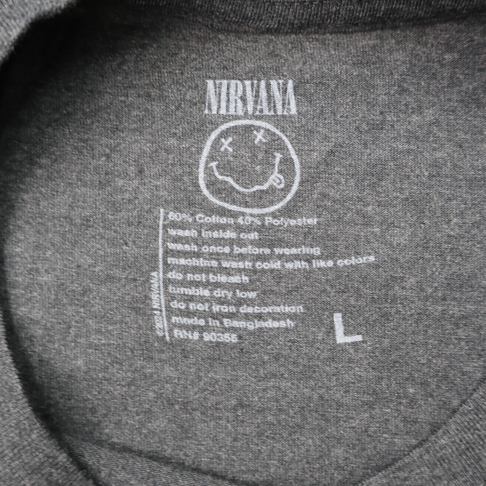 Nirvana Graphic T-Shirt Womens Large Gray Excellent Smiley Face Band Tee L
