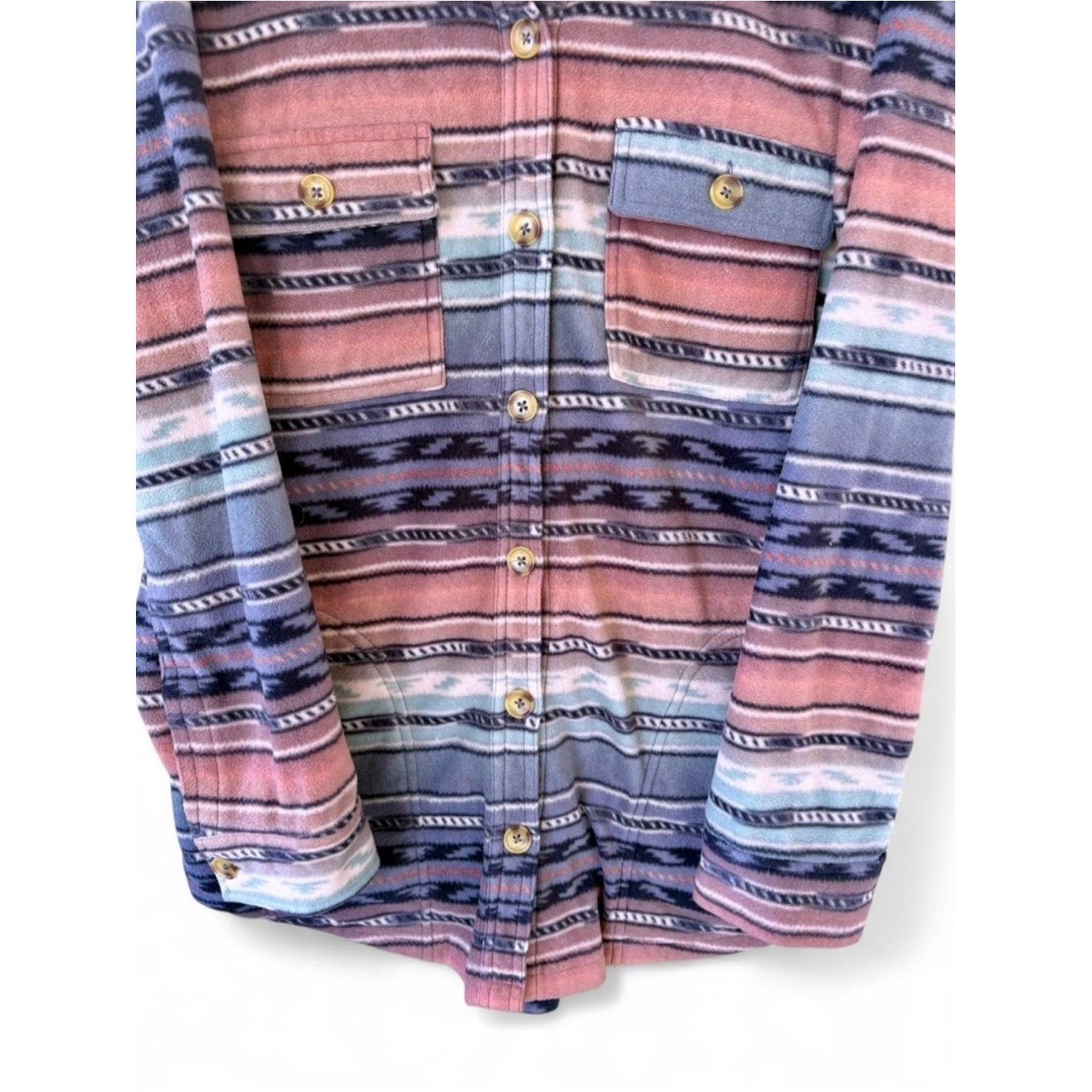 O’Neill Superfleece Shirt Shacket Button Down Southwestern Print Medium Aztec