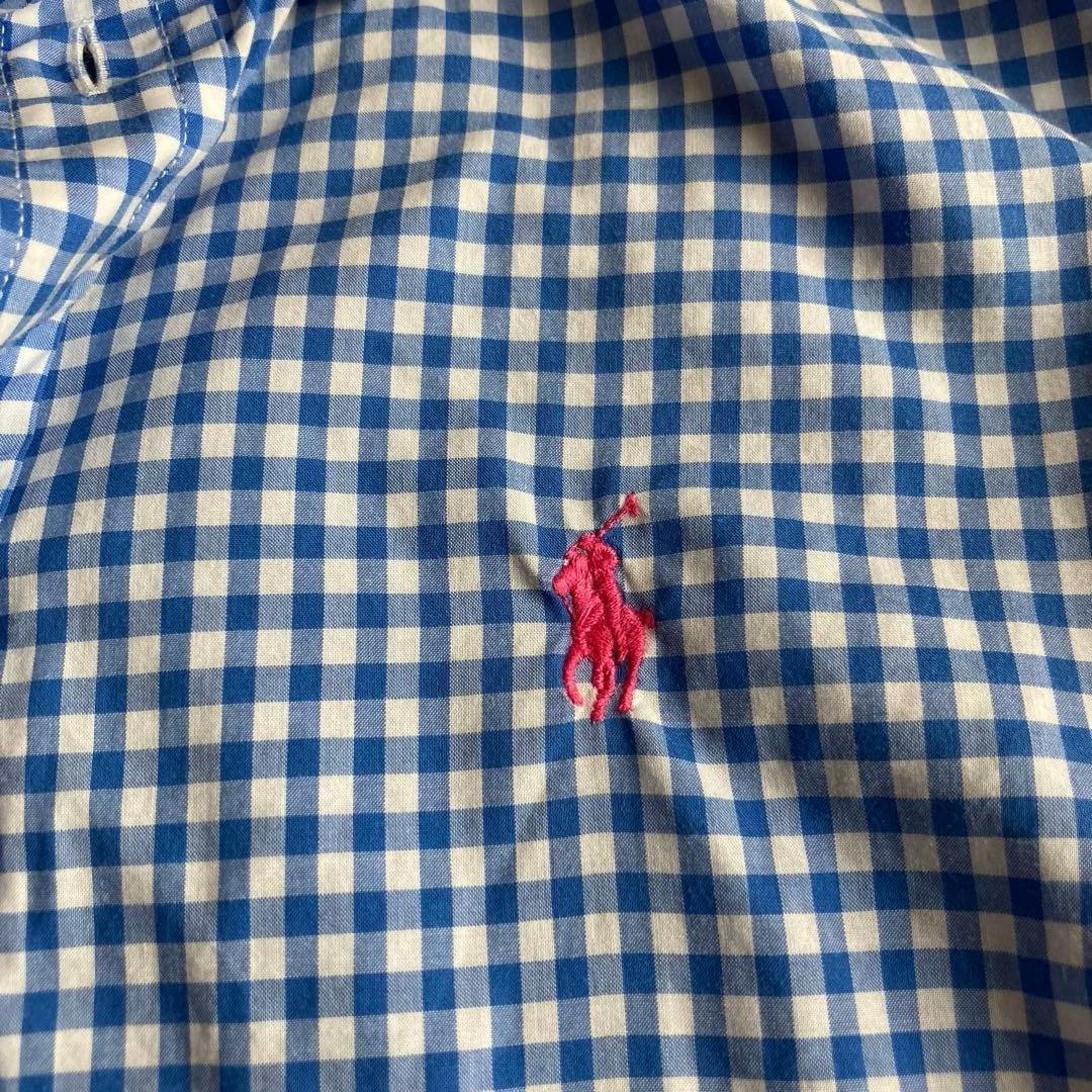 Ralph Lauren Women’s Long Sleeve Gingham Check Shirt S Blue Cotton Embroidered