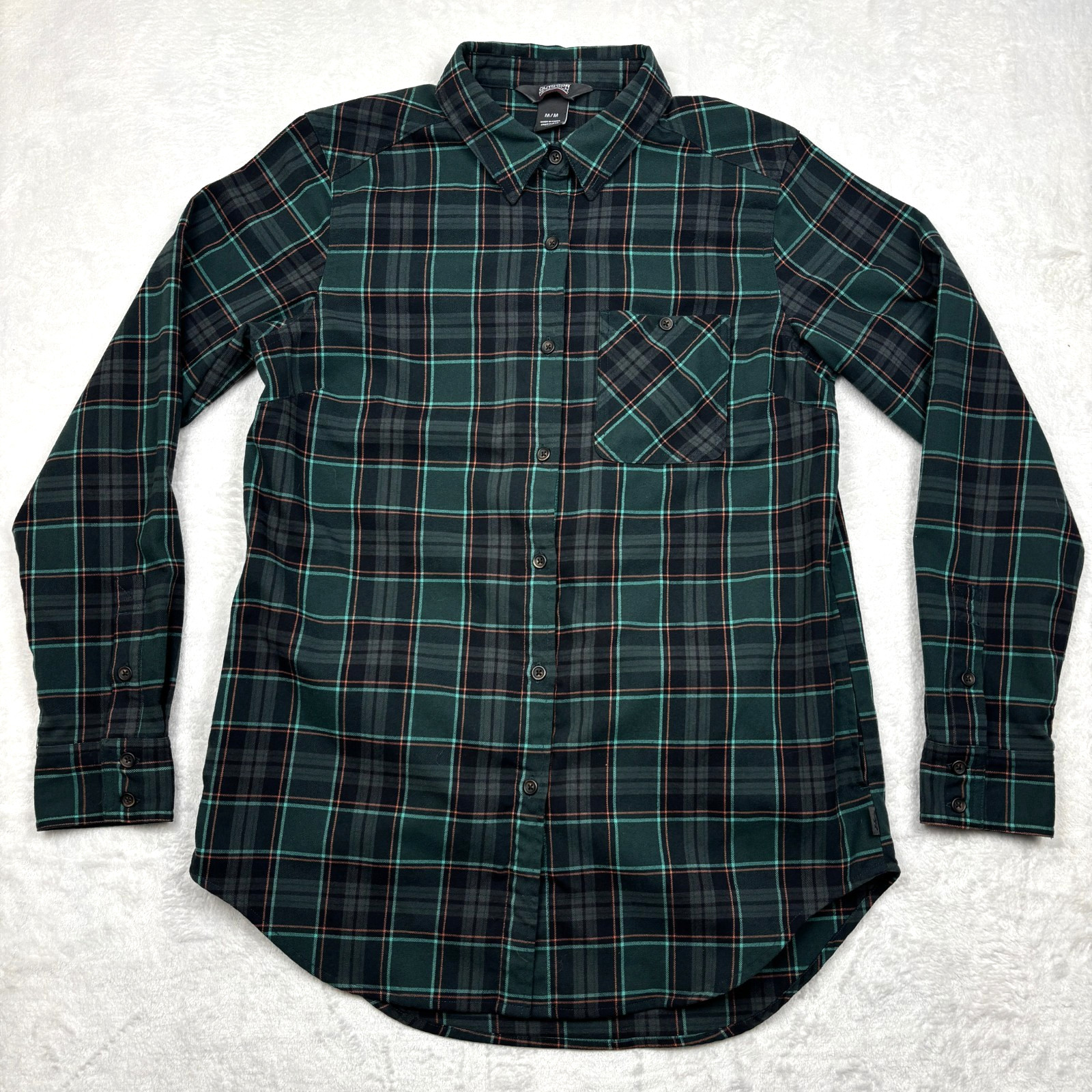 Outdoor Research Kulshan Flannel Tunic Shirt Womens M Green Plaid Pockets