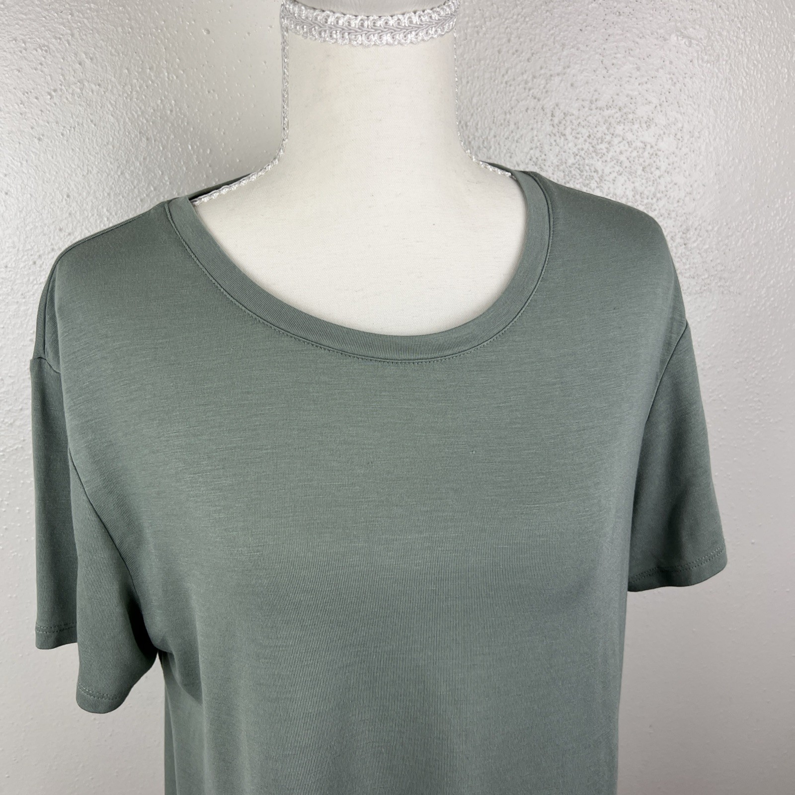 Auden Shirt Sleepwear Women Medium Green Short Sleeve Soft Knit Relaxed Lounge