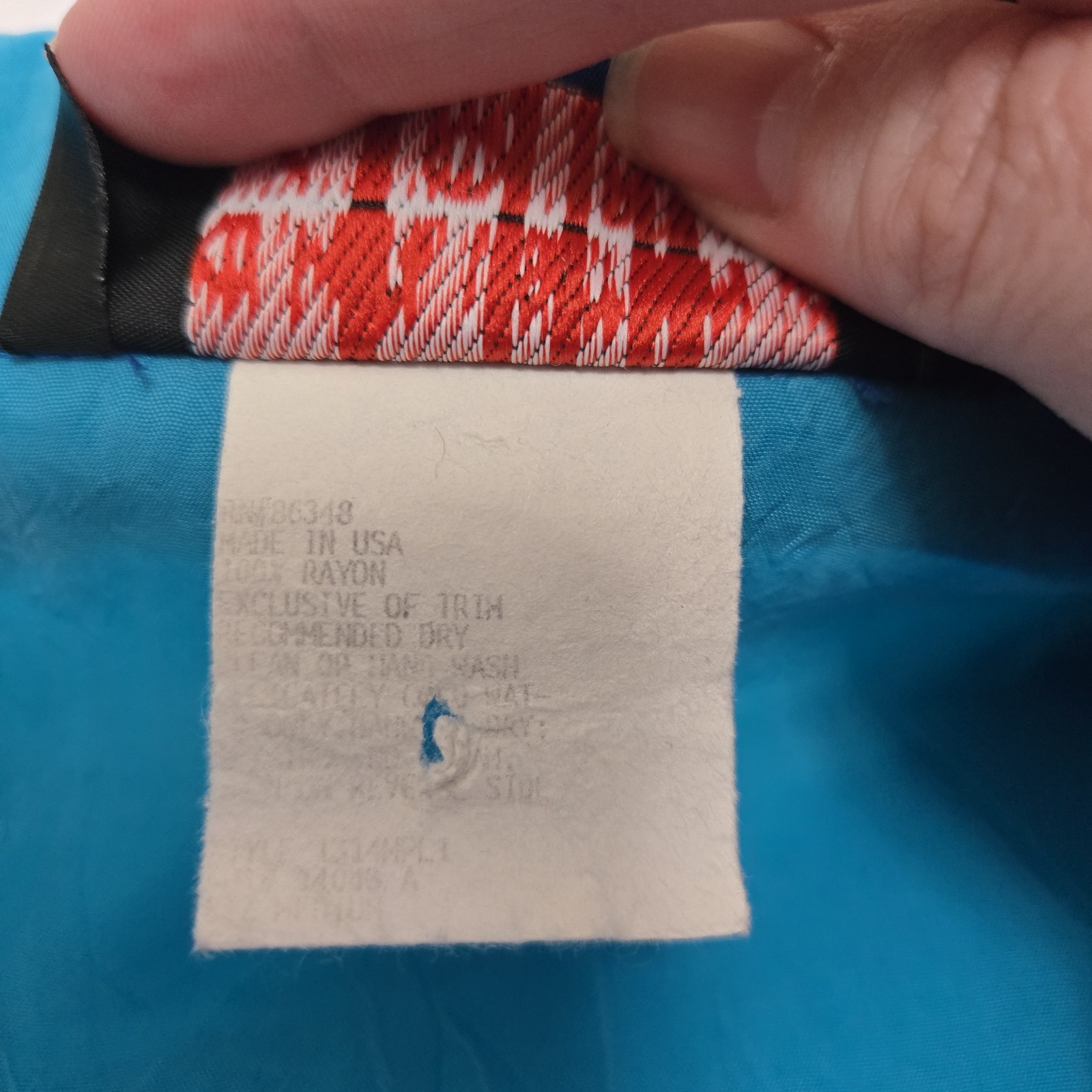 Vtg Christina Hope Mixed Media Button Up Exposed Hem Patchwork Artstly Aqua Blue