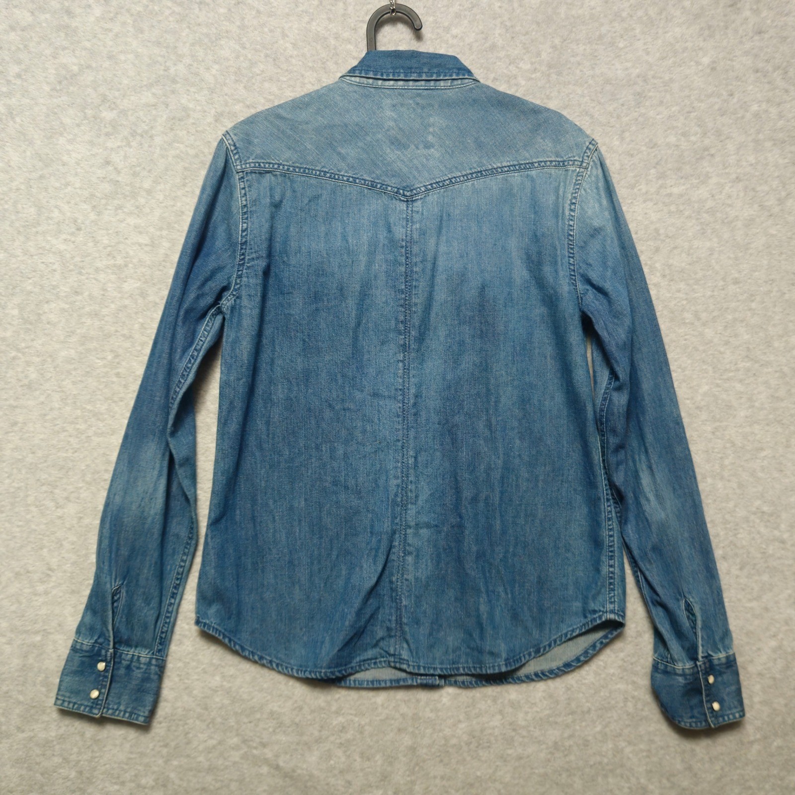 American Eagle AEO Blue Long Sleeve Denim Studded Button Shirt Womens Medium