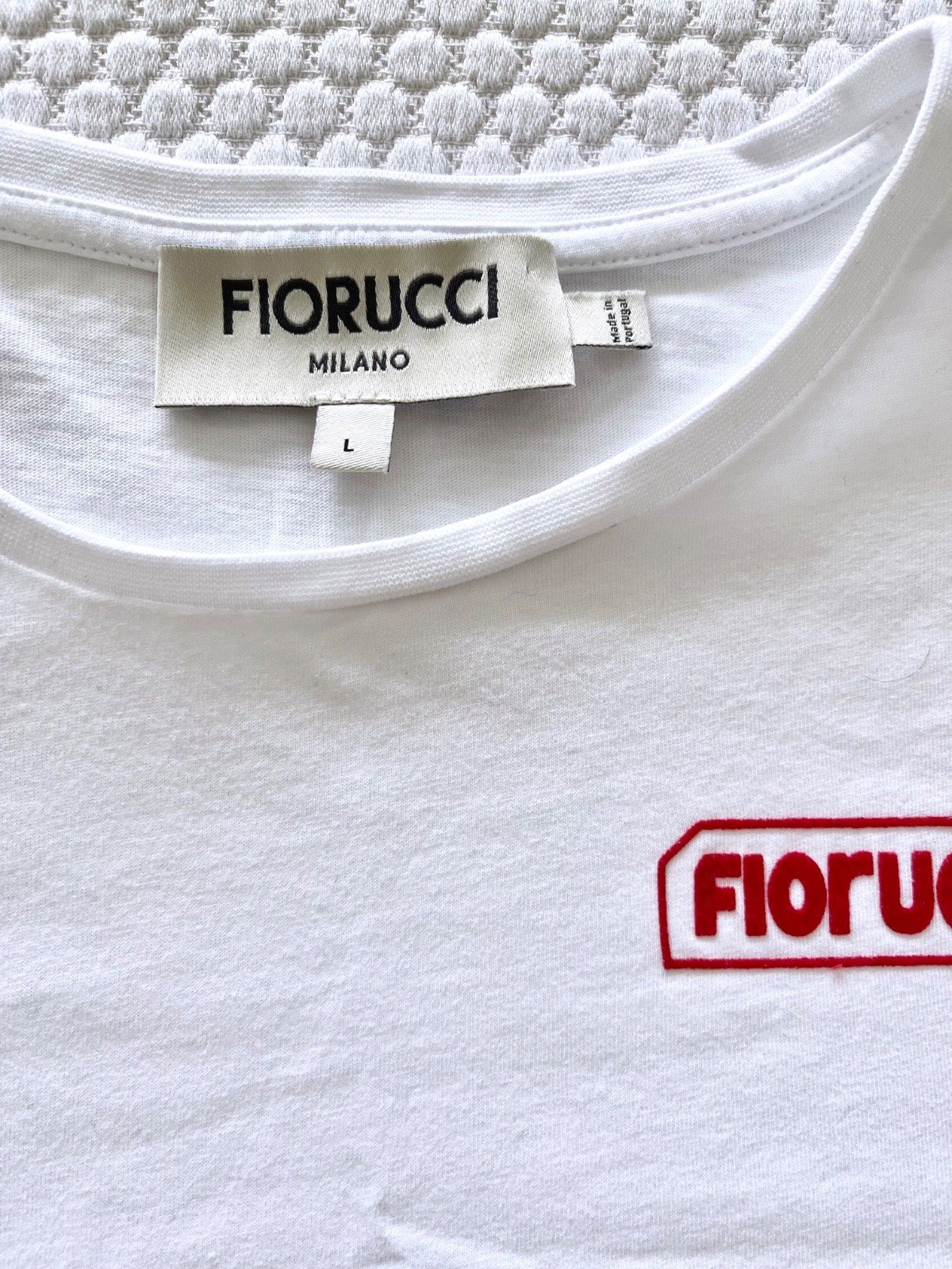 Fiorucci Size L Cropped White Short Sleeve Baby Tee T-Shirt Italian Designer