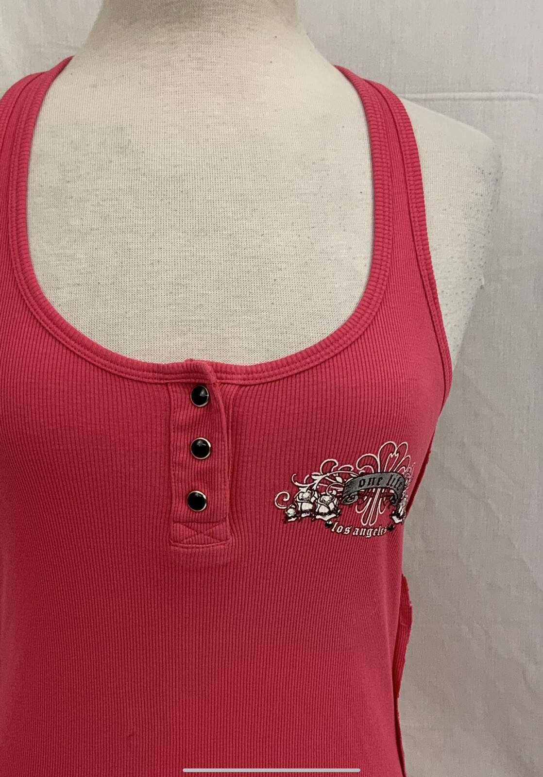 One Life 2 Live Shirt M Pink Tank Top 100% Cotton Made In USA NWT YGI N1-220CG