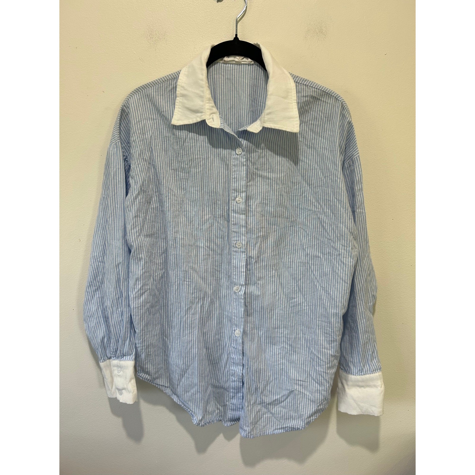 Lucca button down shirt size S cotton blue white striped nautical preppy