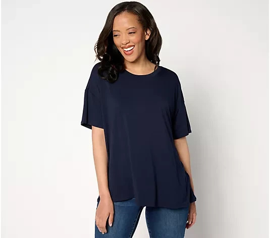 nicole by Nicole Miller Luxe Modal Drop Shoulder Tee-Dark Navy-XL-NEW-A653450